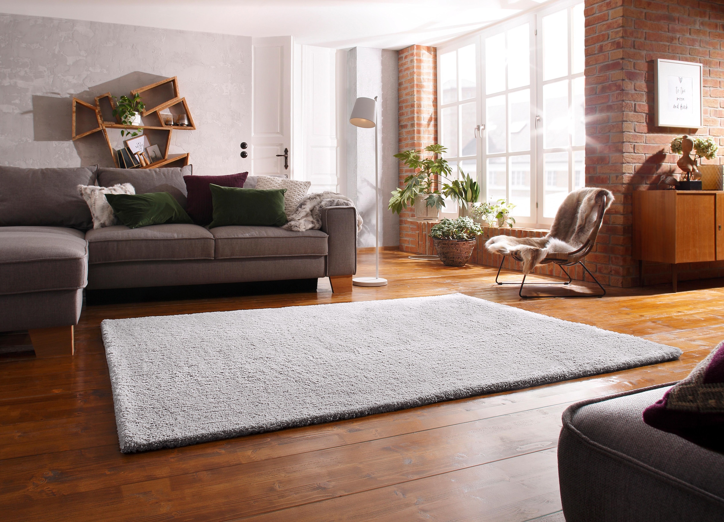 my home Hochflor-Teppich »Microfaser Teppich Magong, besonders weich, sehr feiner Flor«, rechteckig, 25 mm Höhe, uni, Wohnzimmer, Schlafzimmer, Kinderzimmer, auch rund und als Läufer