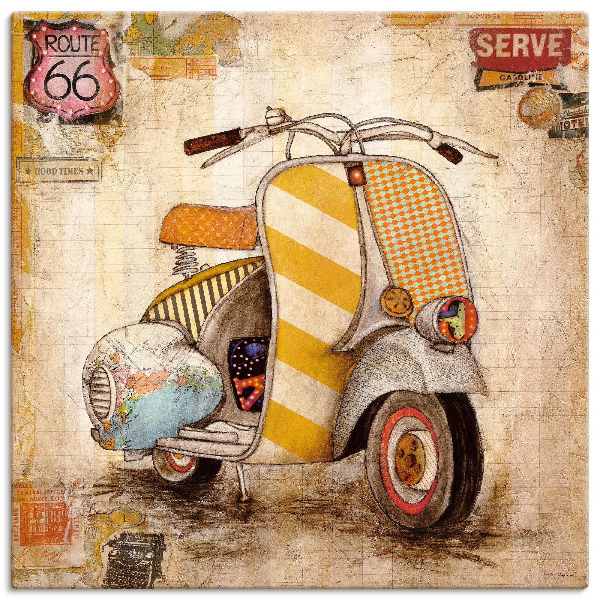 Artland Leinwandbild "Drum herum I", Motorräder & Roller, (1 St.), auf Keilrahmen gespannt