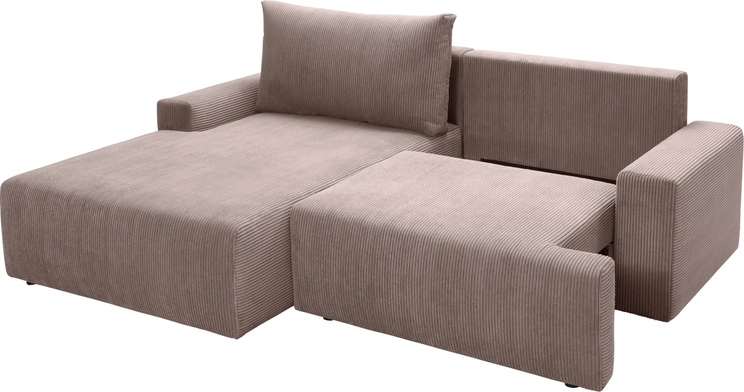 exxpo - sofa fashion Ecksofa »Orinoko, aktuelles Design und hoher Sitzkomfort, L-Form«, inkl. Bettfunktion und Bettkasten, schöne Farben im angesagten Cord