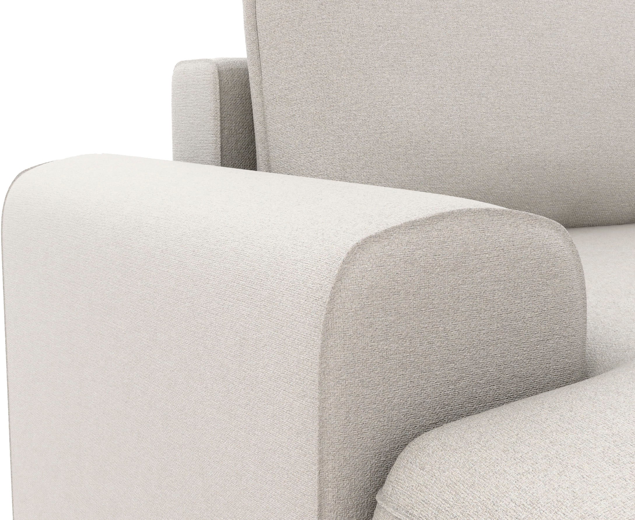 TRENDMANUFAKTUR Ecksofa »Fordon, Schlafsofa mit Bettkasten, Couch in L-Form, Breite 250 cm«, in Struktur LUMOS, 3D-Effekt, sandgrau, Recamiere rechts
