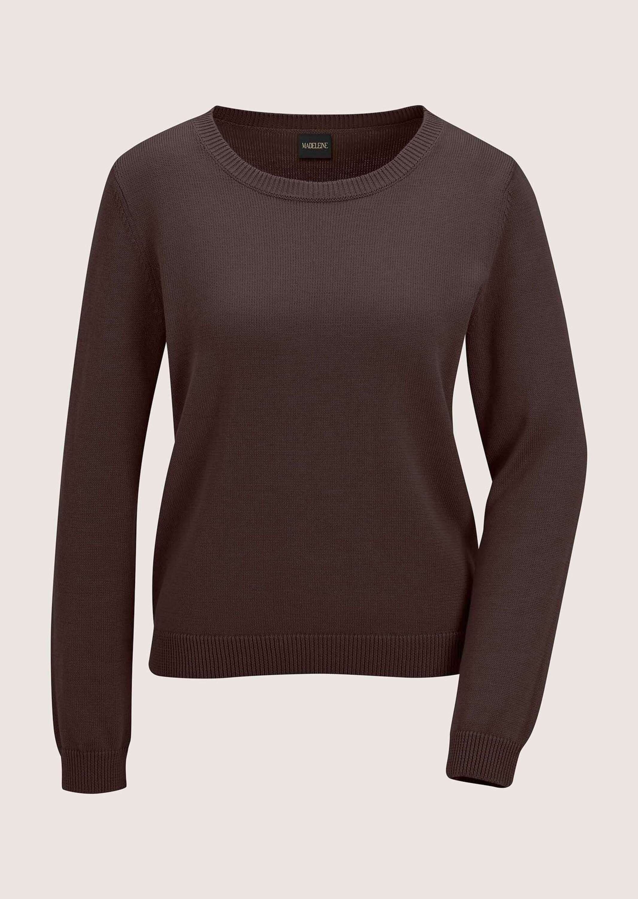 MADELEINE Longpullover "Strickpullover Schlichter Baumwollpullover mit Rundhals" Hautsympathische Baumwolle