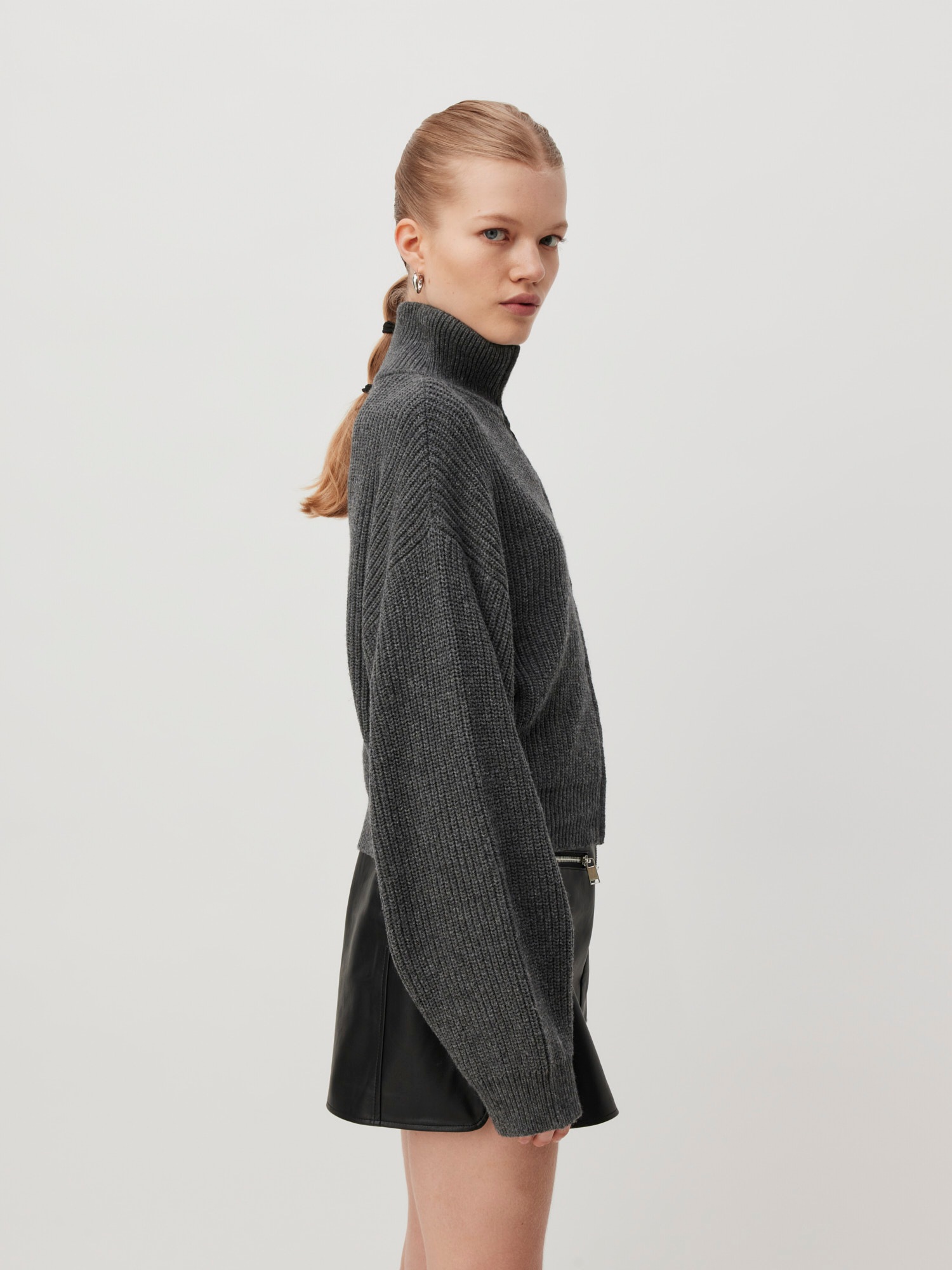 Thumbnail - LeGer Strickjacke "Cindy, LeGer by Lena Gercke", Regular fit, mit Stehkragen, 2-Wege-Reißverschluss