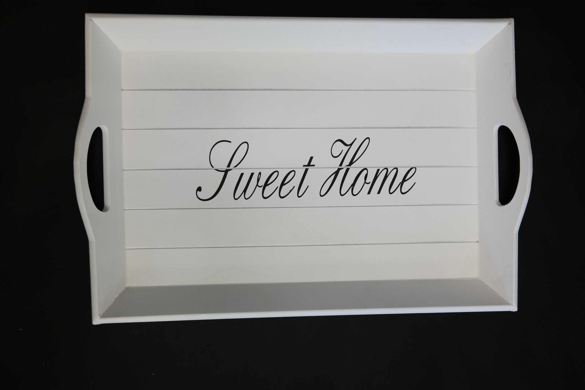 Myflair Möbel & Accessoires Tablett »Sweet Home, weiß antik«, Dekotablett mit Schriftzug, Shabby Optik