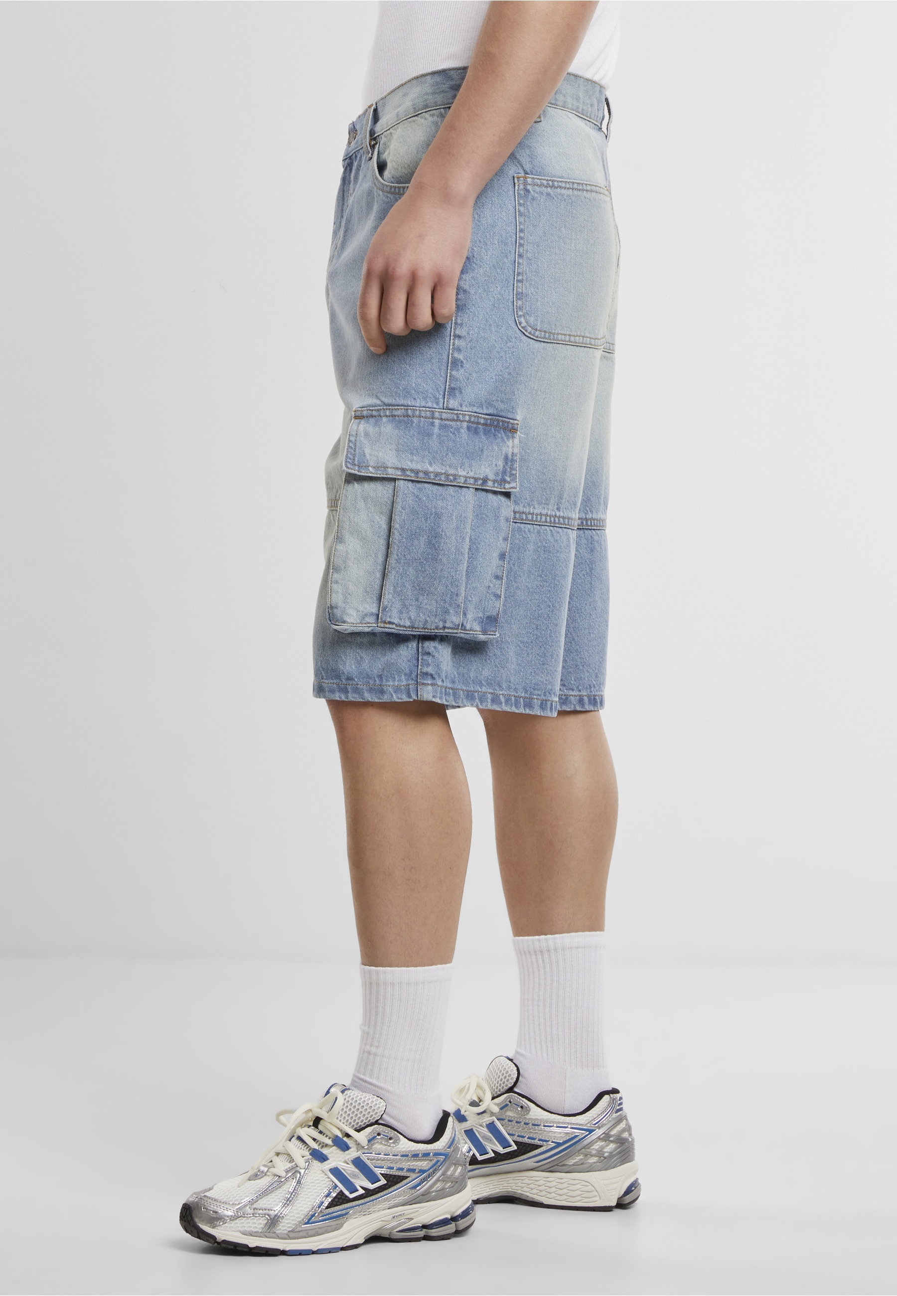 Urban Classics Short En Jean Relaxed Cargo New Light Blue Dirty Washed 36 Homme 3
