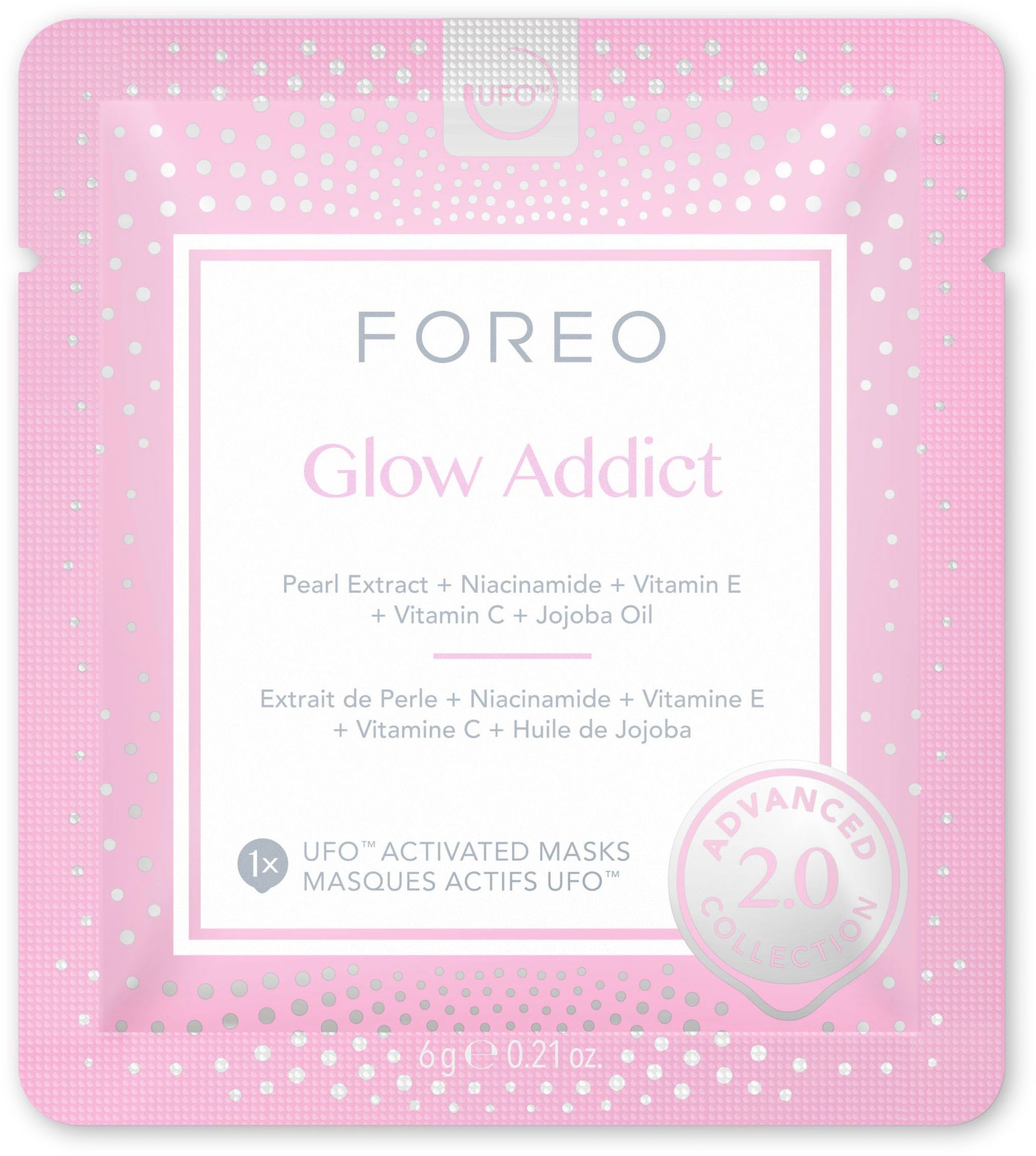 FOREO Gesichtsmaske »UFO™ Mask Glow Addict 2.0«, (Packung, 6 tlg.), komptibel mit UFO™ & UFO™ mini