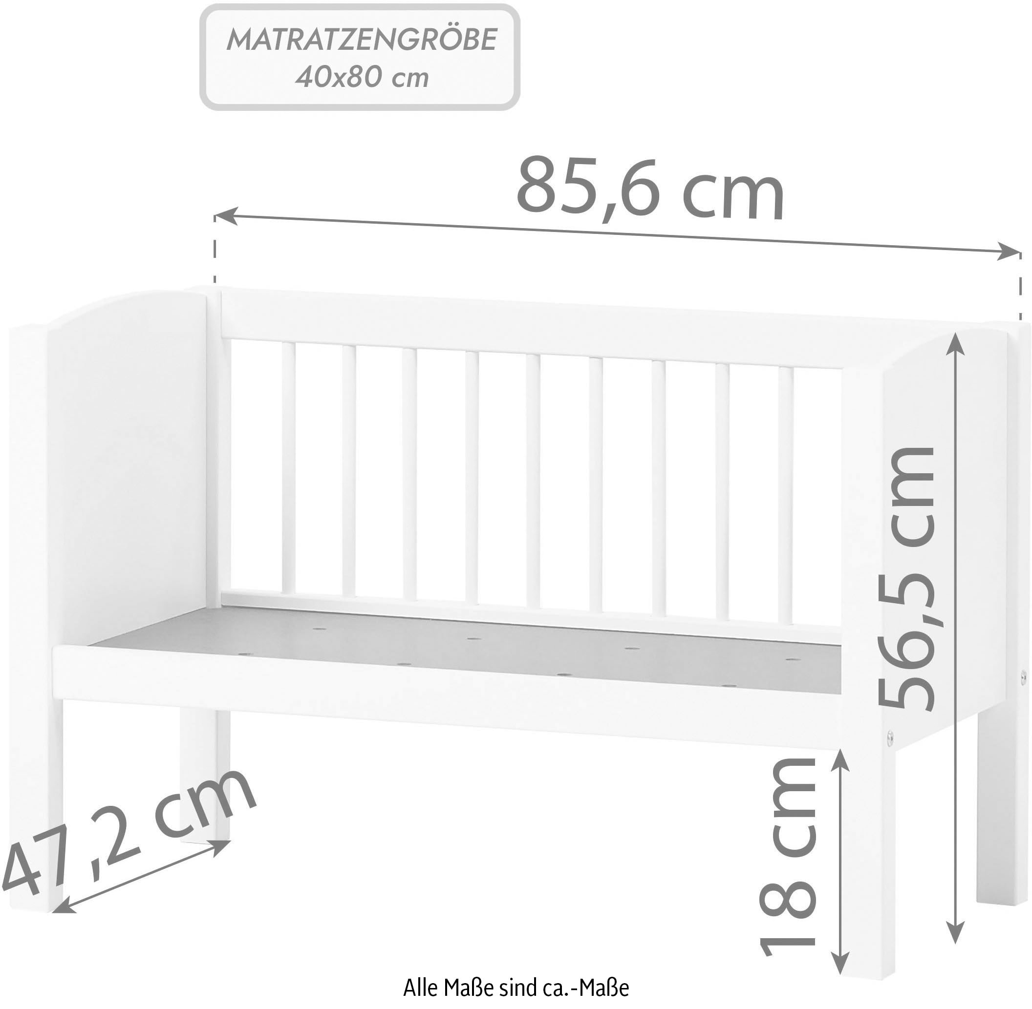 Hoppekids Stubenbett, umbaubar zu Sitzbank, wahlweise mit Matratze & Zubehör