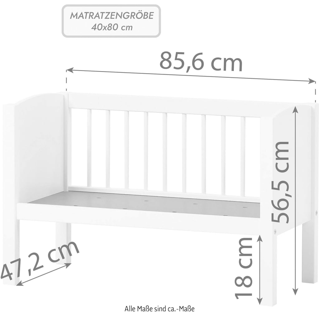 Hoppekids Stubenbett, umbaubar zu Sitzbank, wahlweise mit Matratze & Zubehör