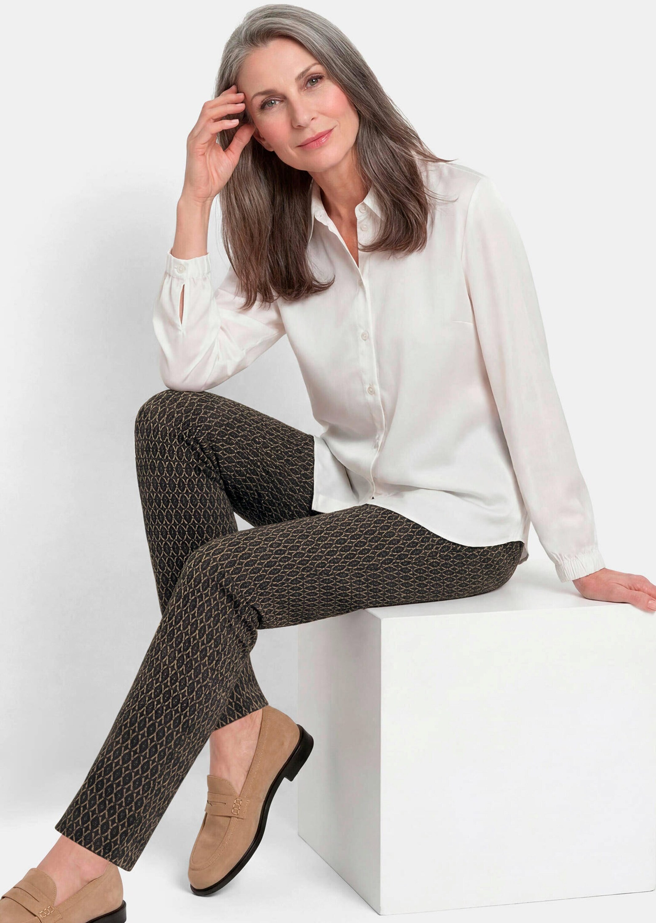 GOLDNER Schlupfhose »Kurzgröße Jerseyhose CARLA mit Minimal Print«  Eingriffstaschen im Vorderteil