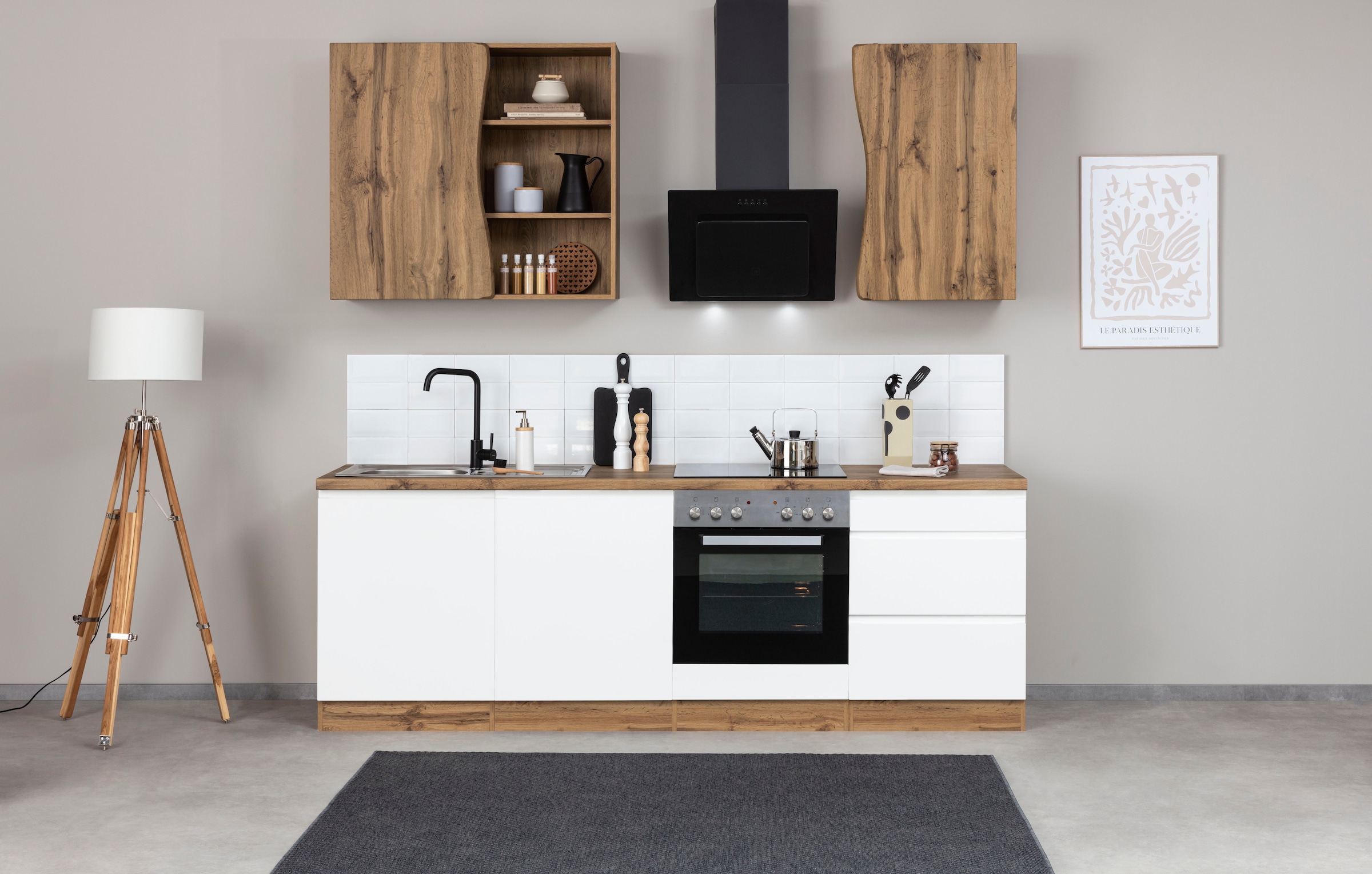 HELD MÖBEL Küche »Bruneck«, 240cm MDF-Fronten mit wahlweise breit, E-Geräte, ohne | oder BAUR bestellen hochwertige