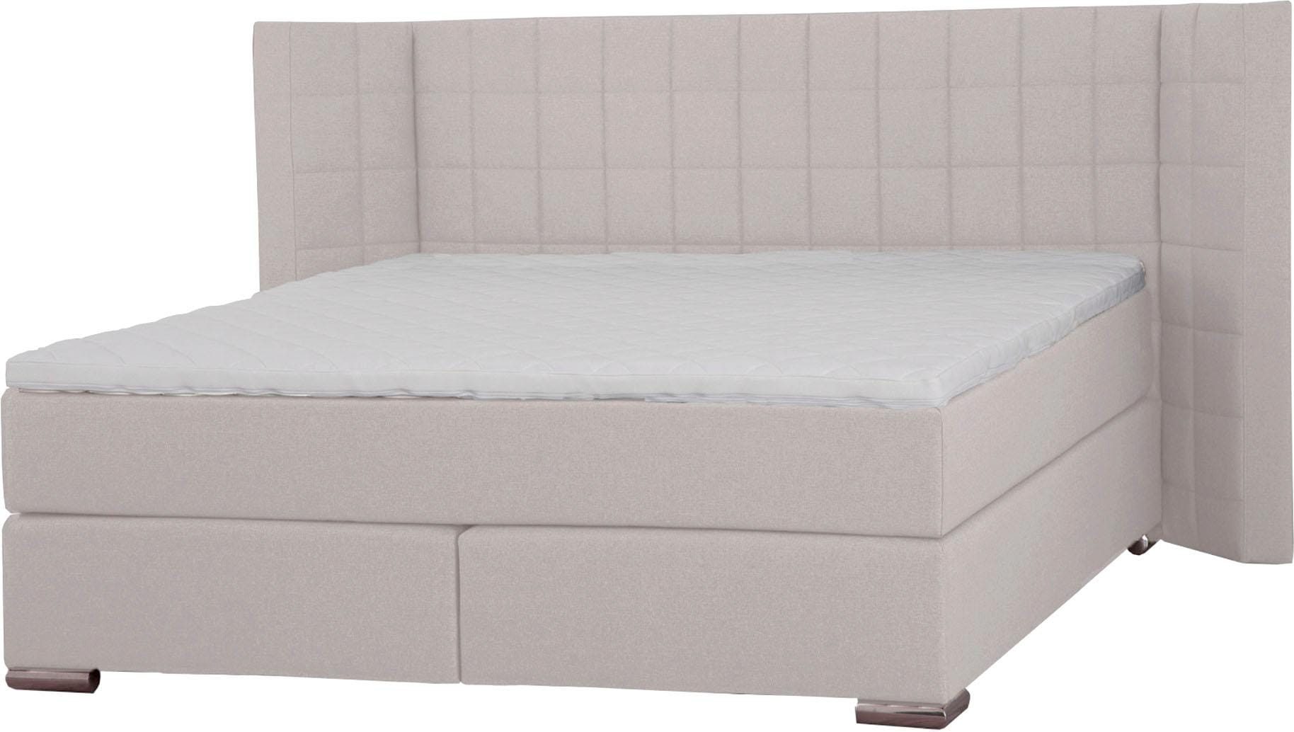 Places of Style Boxspringbett »Piazza«, mit Steppung und Kopfteil mit seitlichen Flügeln