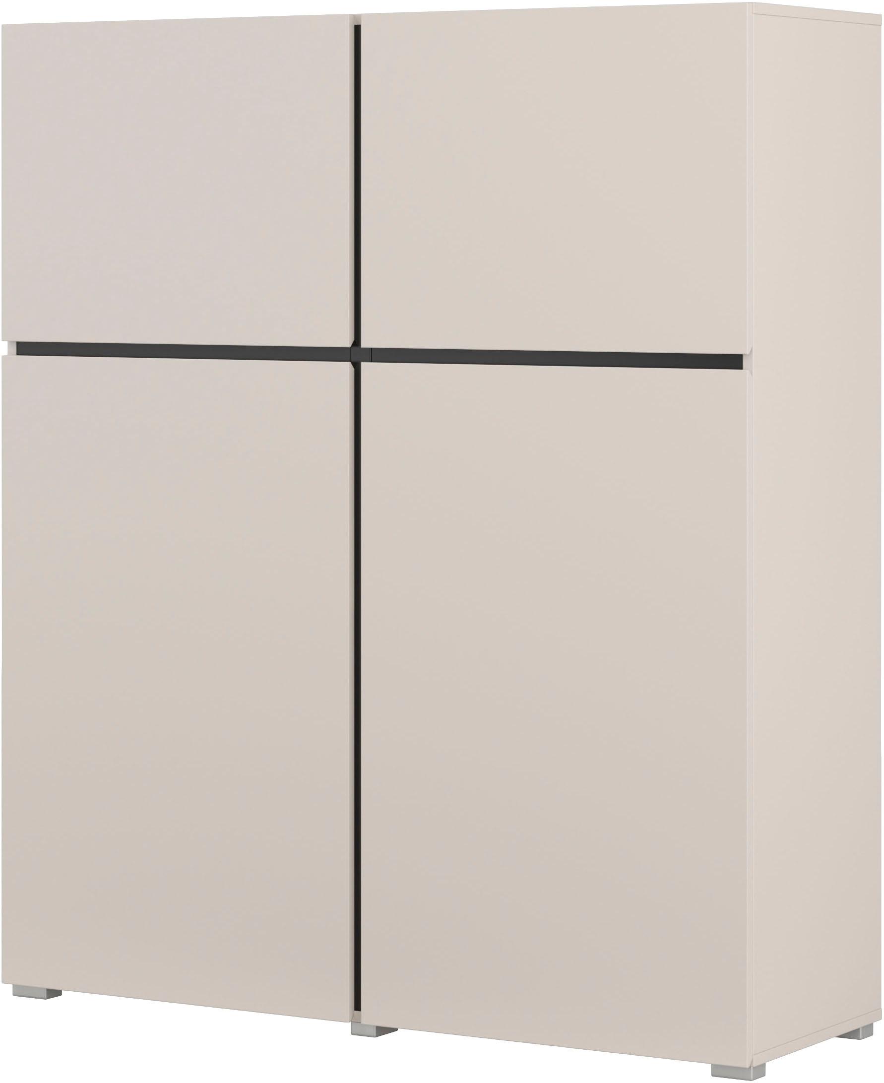 OTTO home Hochkommode "Cross,Breite 119,5 cm, moderne grifflose Hochkommode mit 4 Türen" Hochschrank mit viel Stauraum, Einlegeböden verstellbar