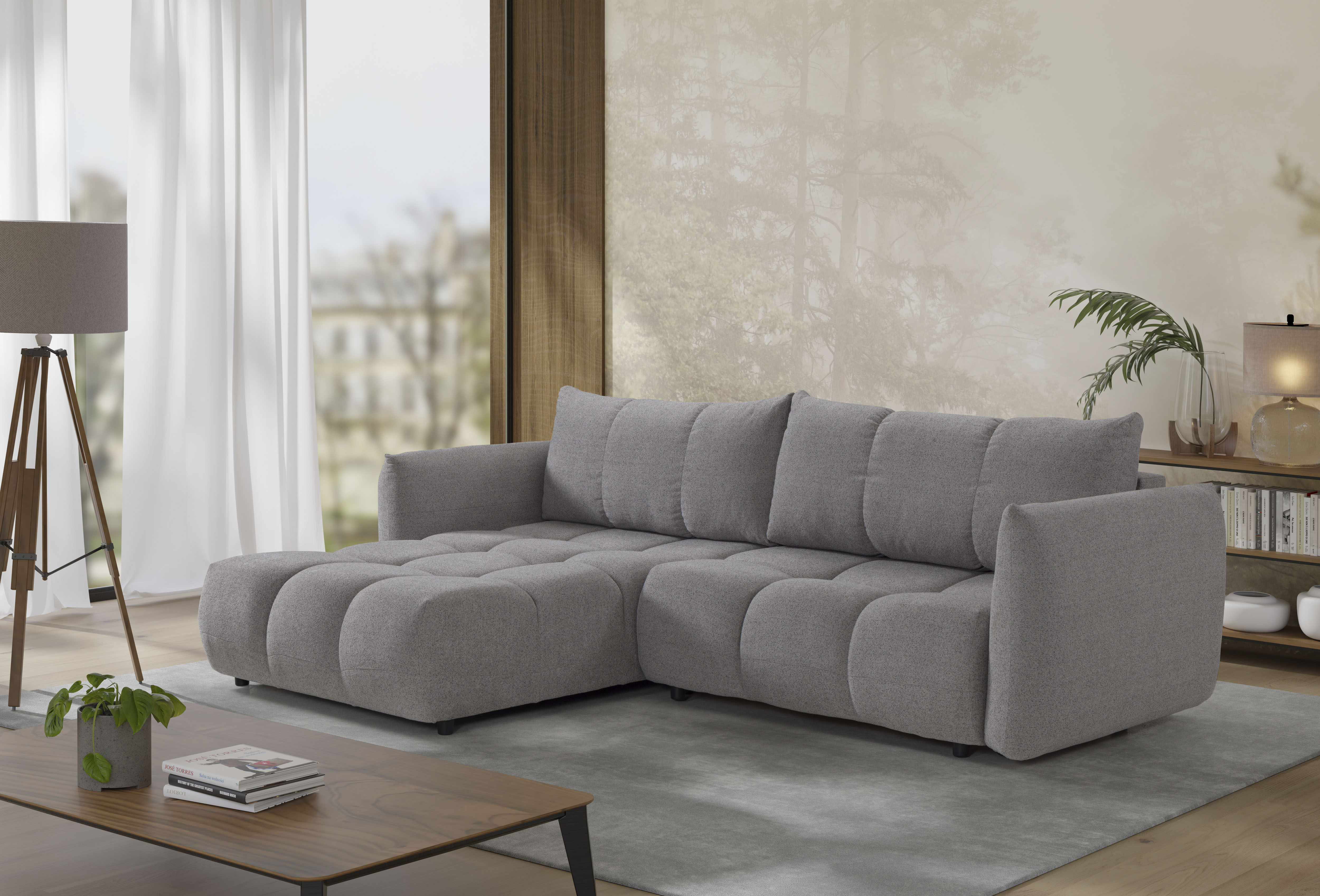 exxpo - sofa fashion Ecksofa "Livonia, B/T: 260/187, modern & praktisch für kleine Räume" Mit Bettfunktion & Bettkasten,hoher Sitzkomfort,inkl. Steppung, L-Form