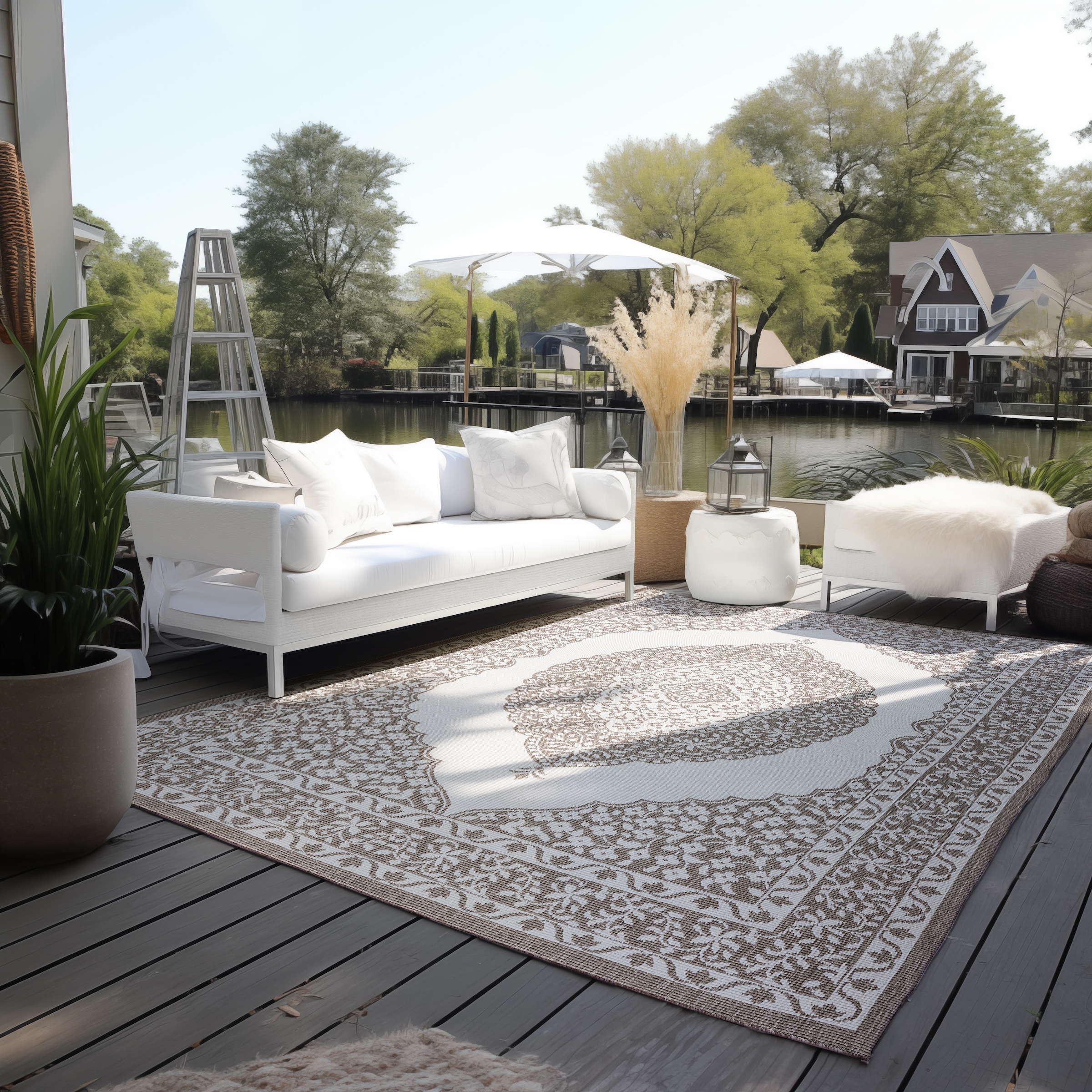 Teppich ELLE DECORATION "Meekly Wendeteppich", beige (linen), B:120cm H:5mm L:170cm, Polypropylen, Teppiche, Teppich, Flachgewebe, In-& Outdoor, Modern, beidseitig, Balkon, Wohnzimmer