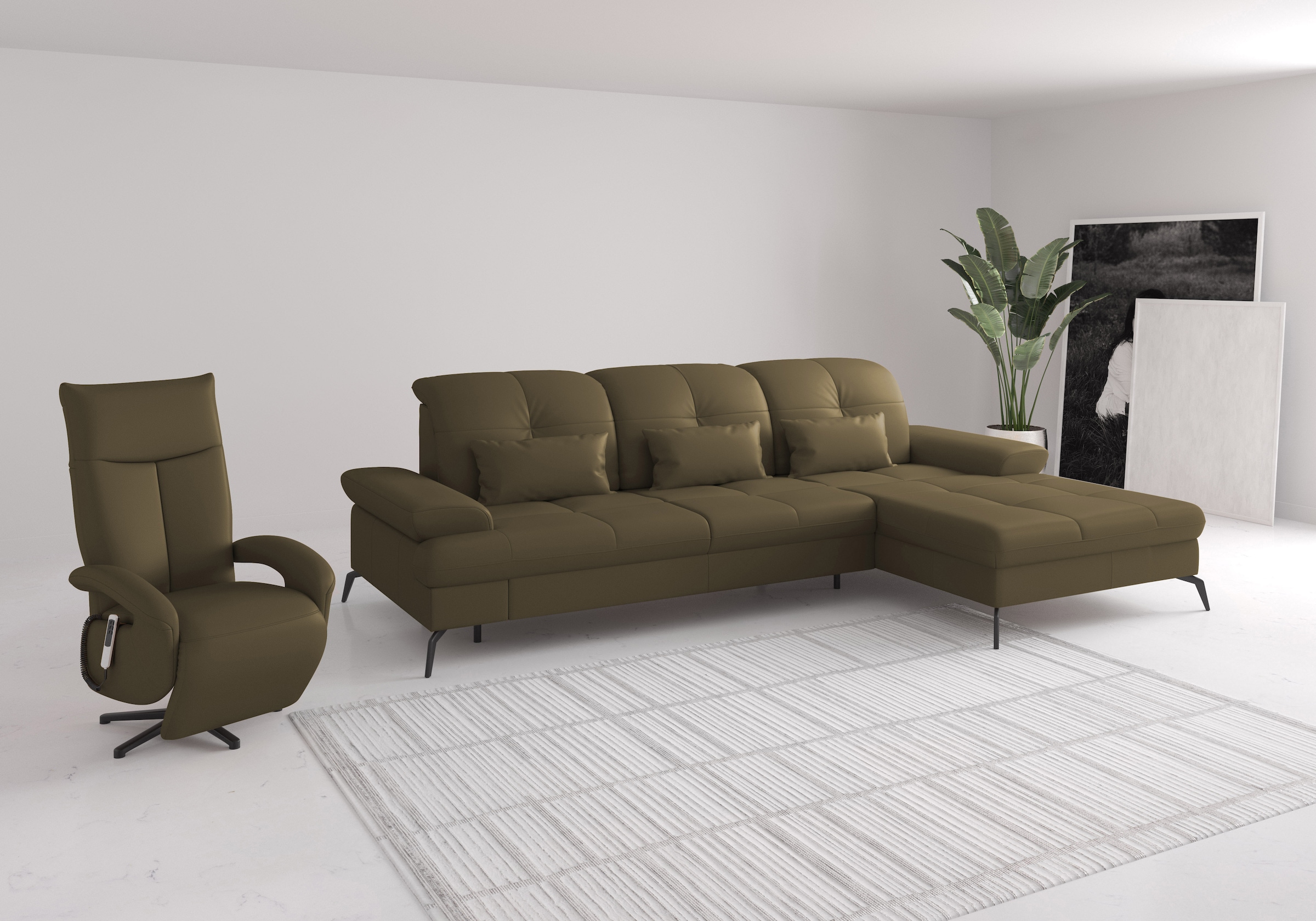 sit&more Ecksofa »Amica, L-Form, inkl. Sitztiefenverstellung & Armteilverstellung«, wahlweise mit Bettfunktion, Bettkasten und Kopfteilverstellung