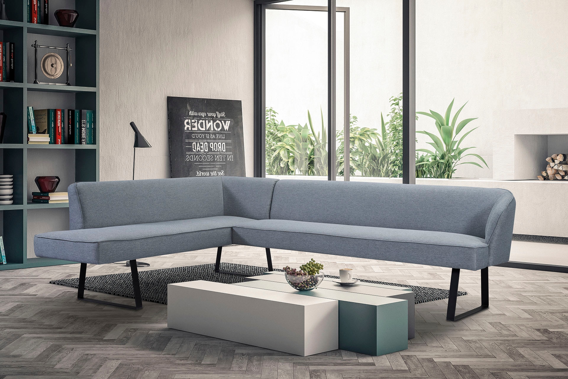 exxpo - sofa fashion Eckbank "Americano", mit Keder und Metallfüßen, Bezug in verschiedenen Qualitäten