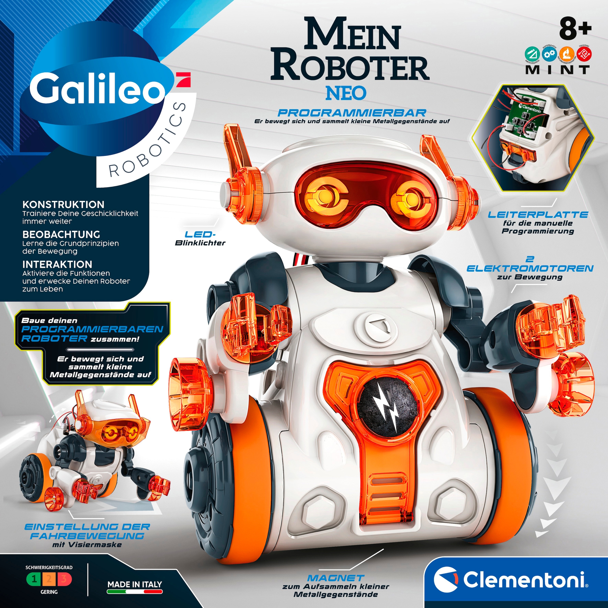 Clementoni® Roboter »Galileo, Mein Roboter Neo« mit LED-Blinklichtern; Made in Europe