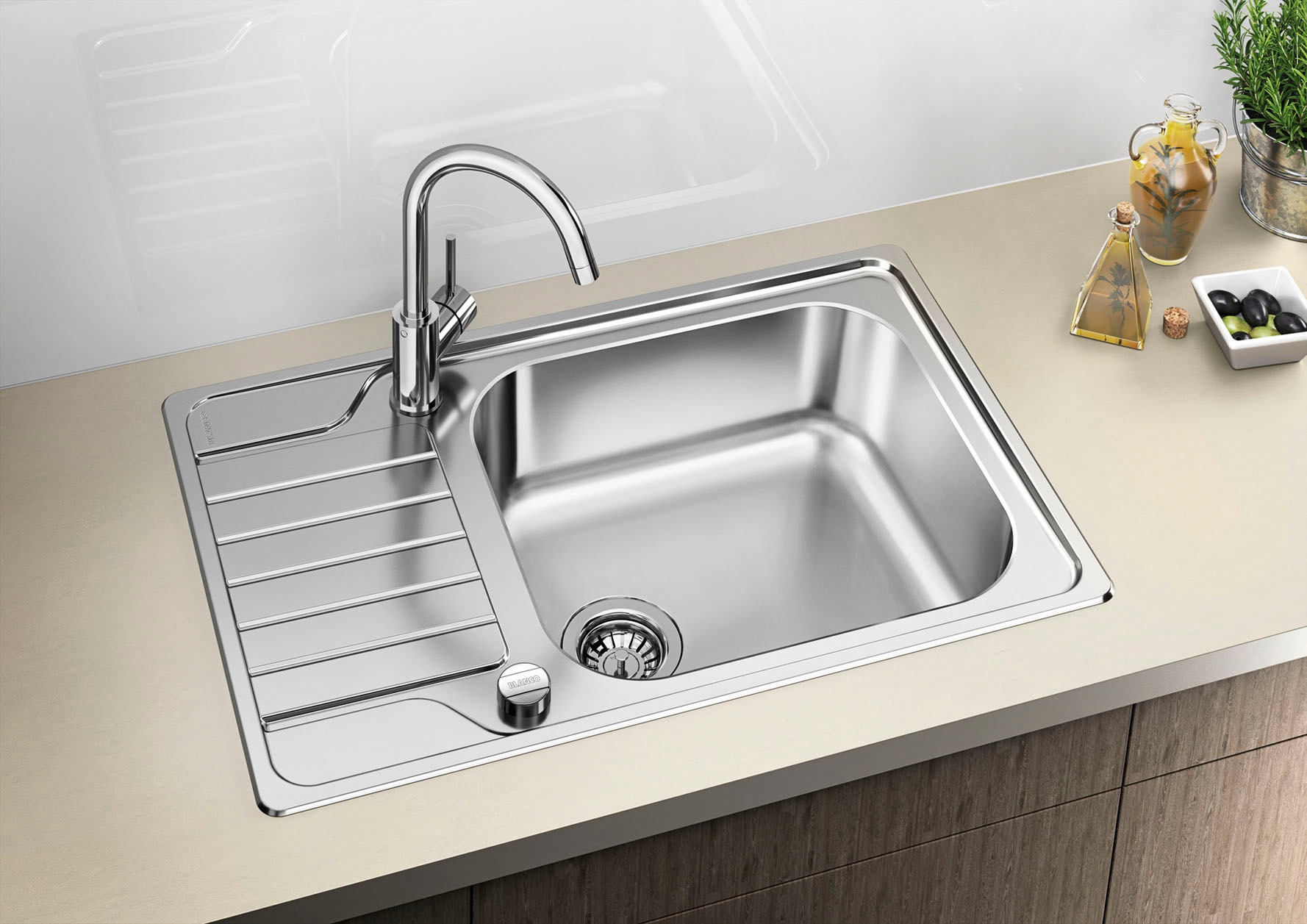 Blanco Küchenspüle "DINAS XL 6 S Compact" Set, Mit Ablauffernbedienung