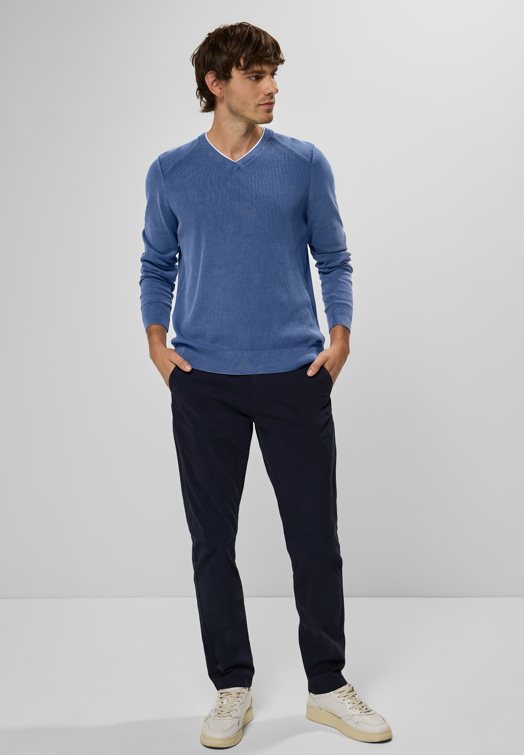 STREET ONE MEN 2-in-1-Pullover, aus reiner Baumwolle