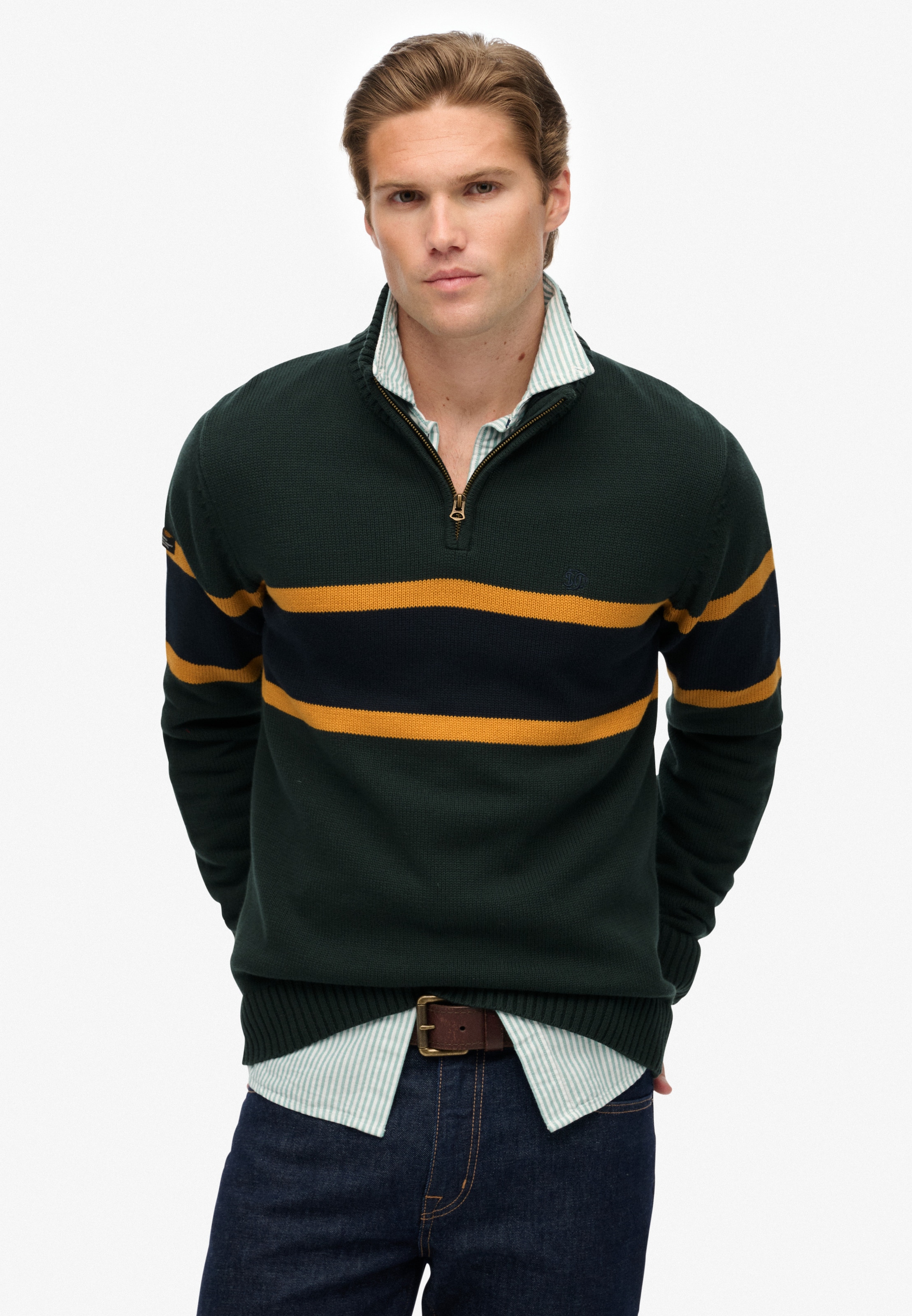 Superdry Strickpullover "Cotton Stripe Half Zip Knit" günstig online kaufen