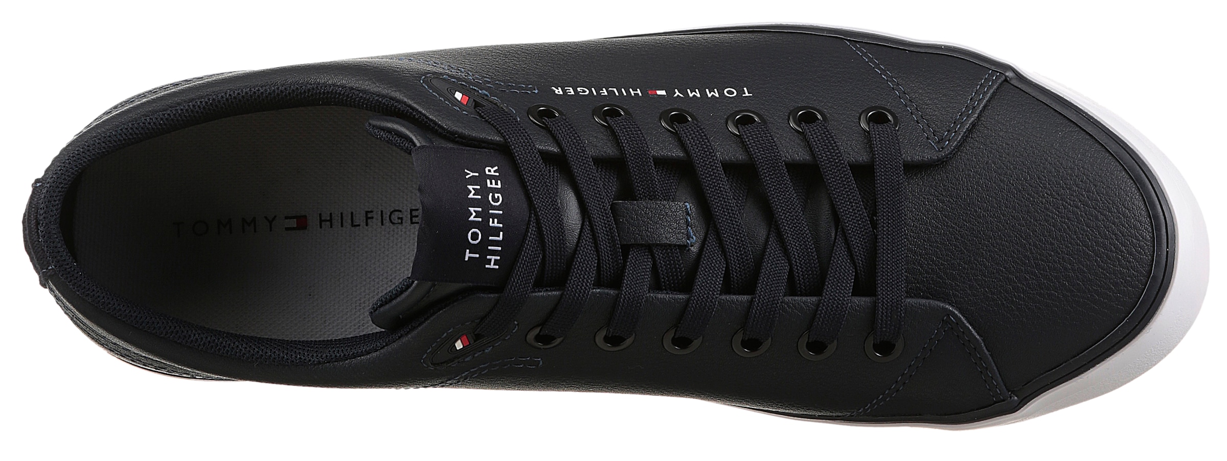 Tommy Hilfiger Sneaker »TH HI VULC CORE LOW LTH II ESS«, Freizeitschuh, Halbschuh, Schnürer in schmaler Form