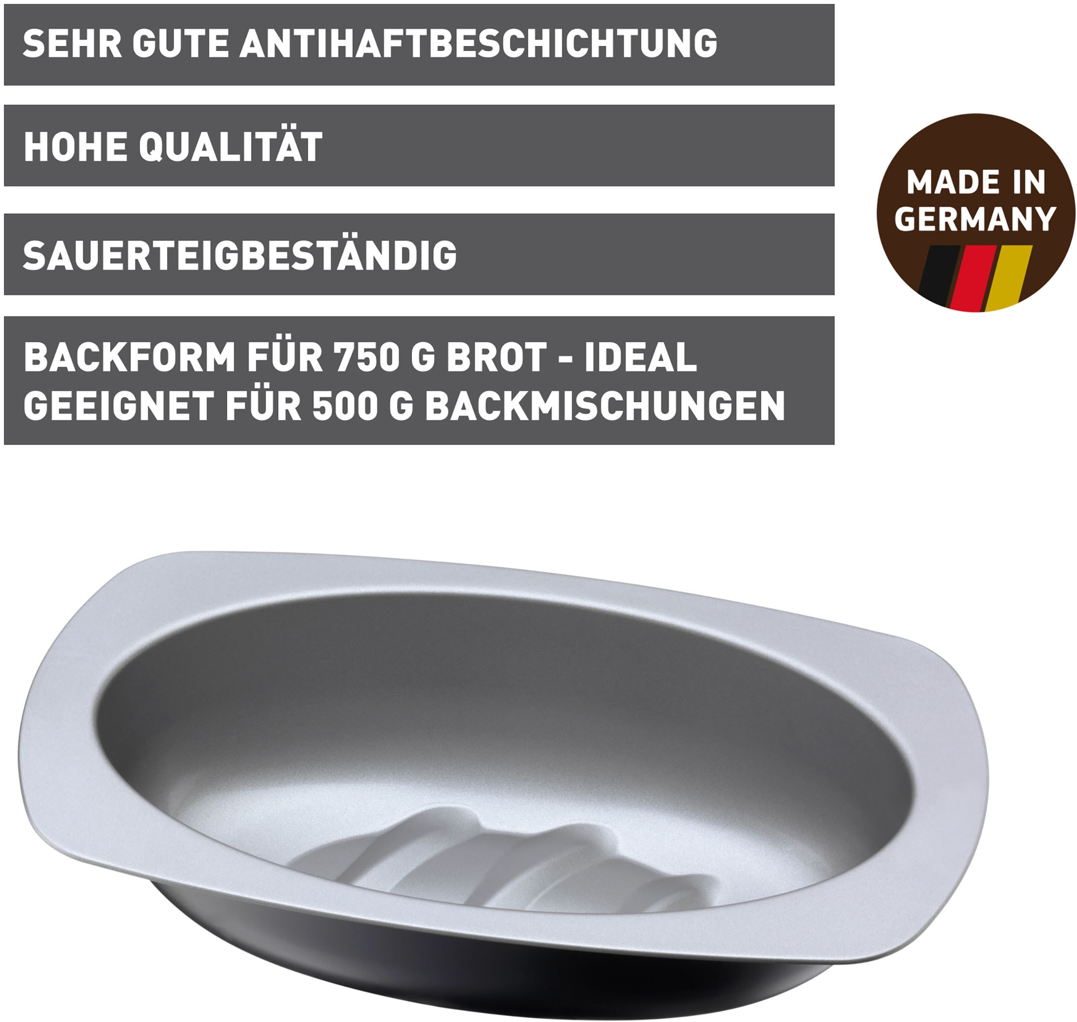 Kaiser Backformen Brotbackform »Inspiration«, (1 St.), Brotbackform, für 750 g Brot, Stahl antihaftbeschichtet