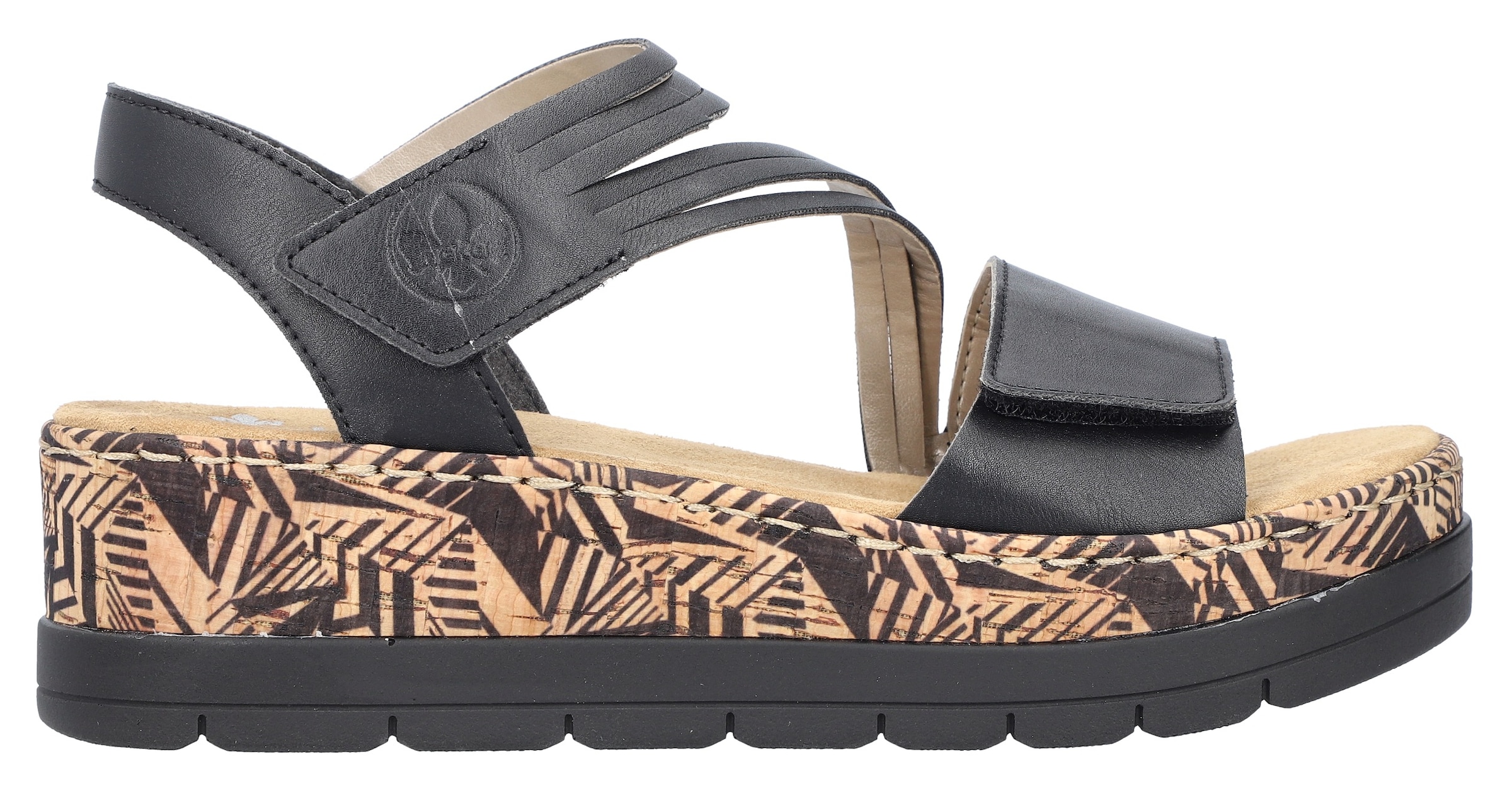 Rieker Keilsandalette, Sommerschuh, Sandale, Keilabsatz, mit gemusterter Plateausohle