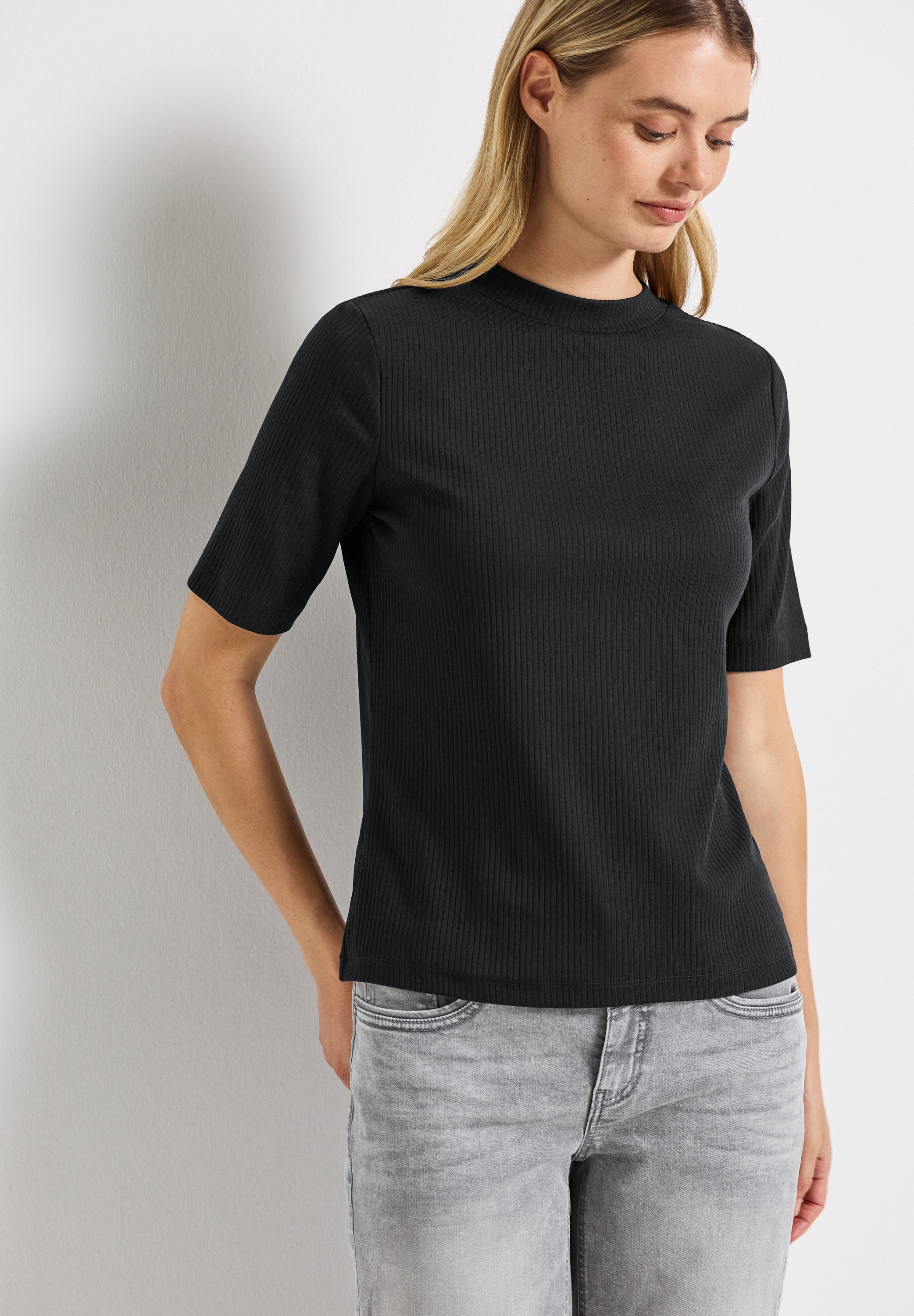 STREET ONE T-Shirt, mit Rippstruktur, Sommershirt günstig online kaufen