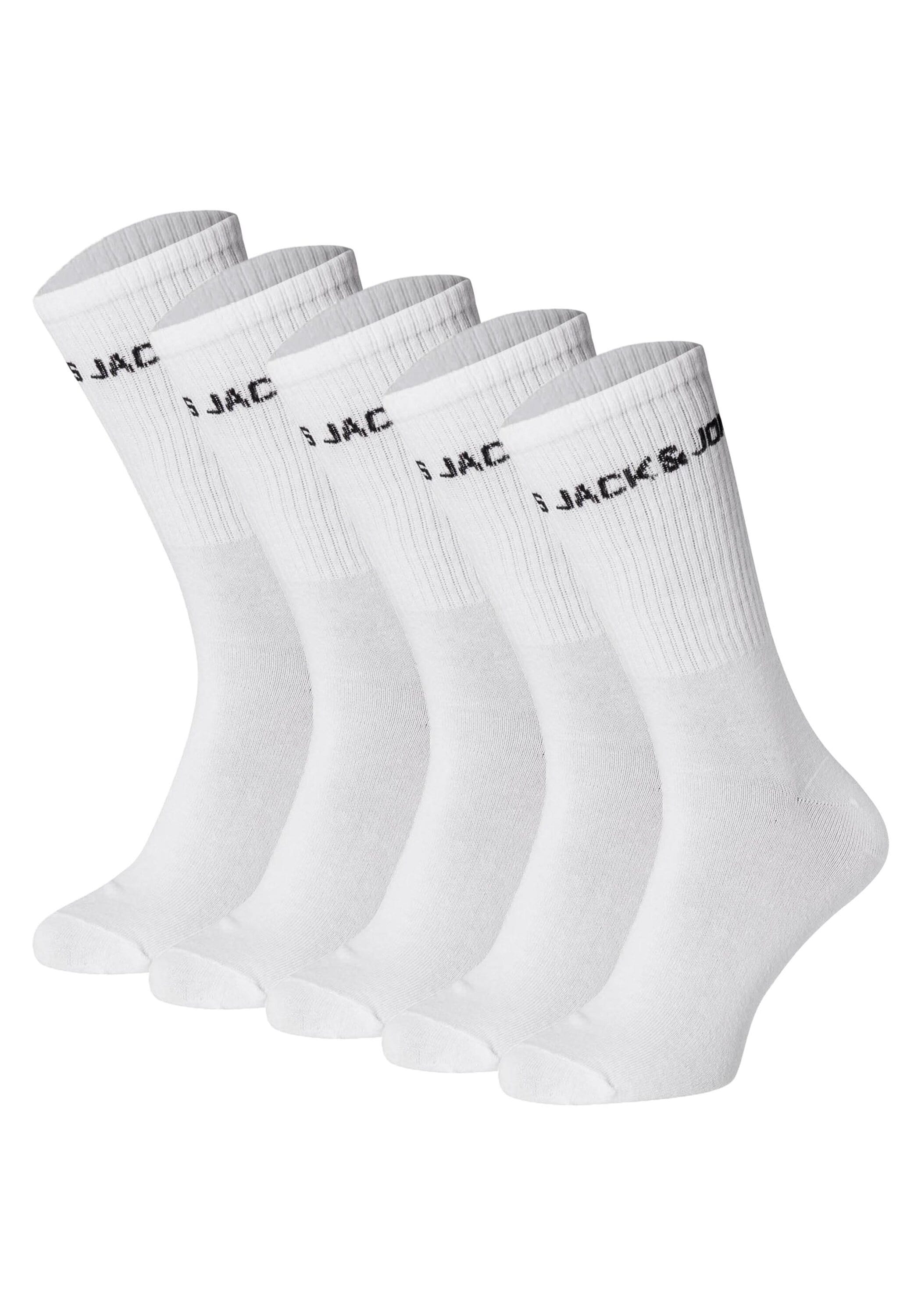 JACK & JONES Mädchen Kurzsocken "Socken JACBASIC LOGO TENNIS SOCK 5 PACK JNR 5er Pack", Gr. 33, weiß, Obermaterial: 72% Baumwolle CO. 26% Polyester