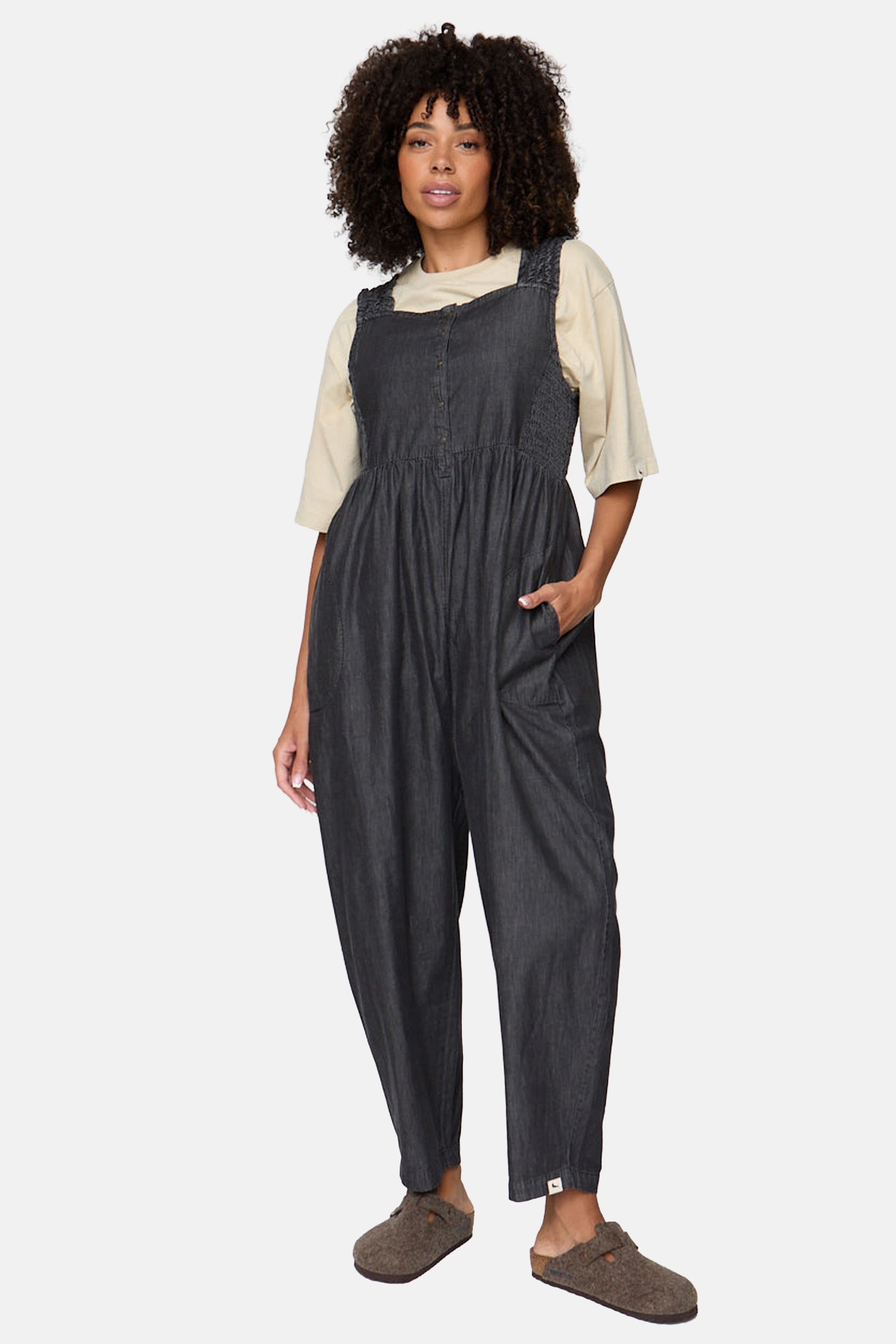 Turtledove London Jumpsuit »Alice Denim Smocking Strap Jumpsuit Damen«