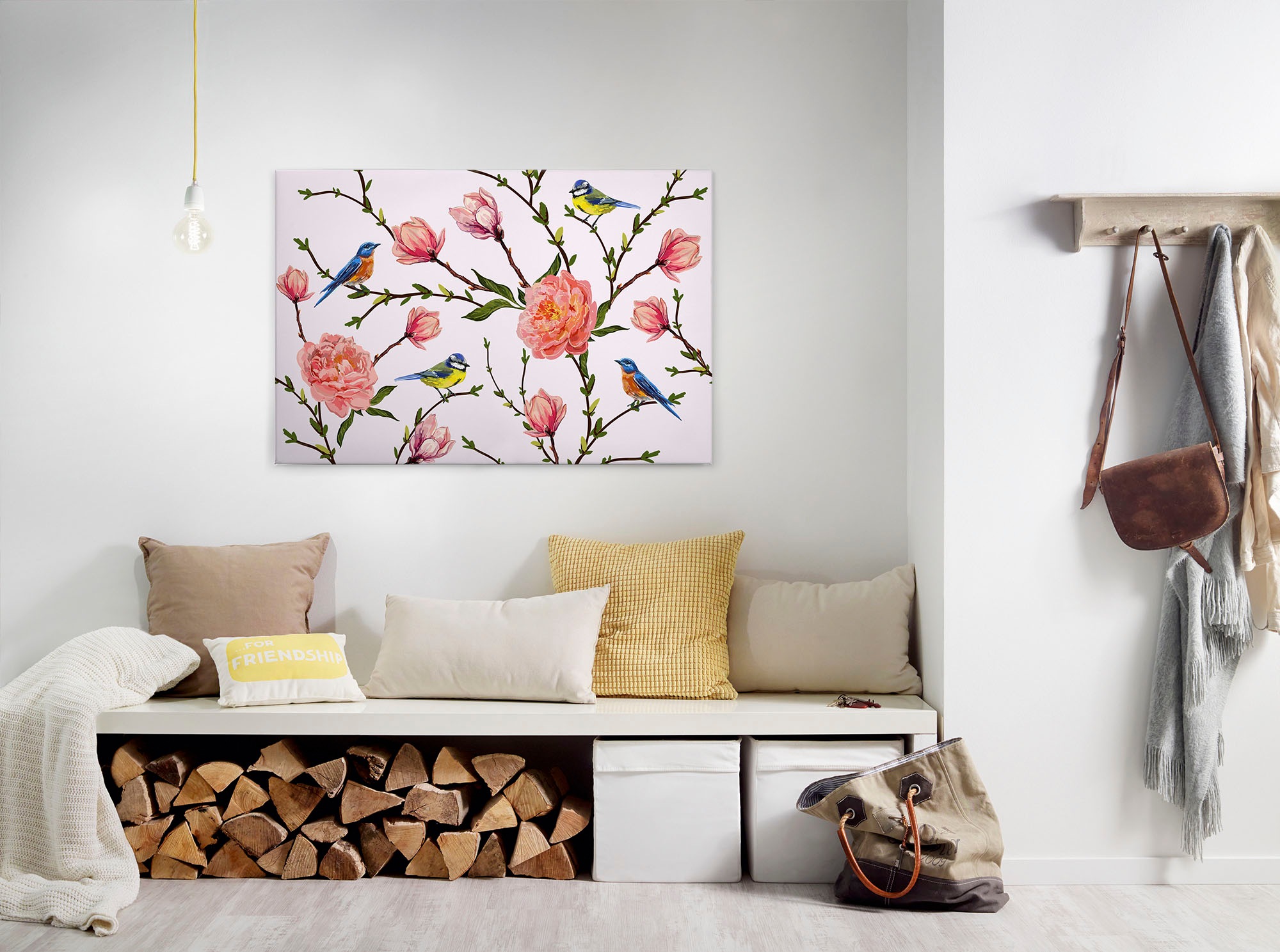 A.S. Création Leinwandbild "Little Birds" Blumen Kunst 1 Stk. tlg. Landhaus Keilrahmen Blumen Rosen Blümchen Leinwand-Bild Wohnzimmer