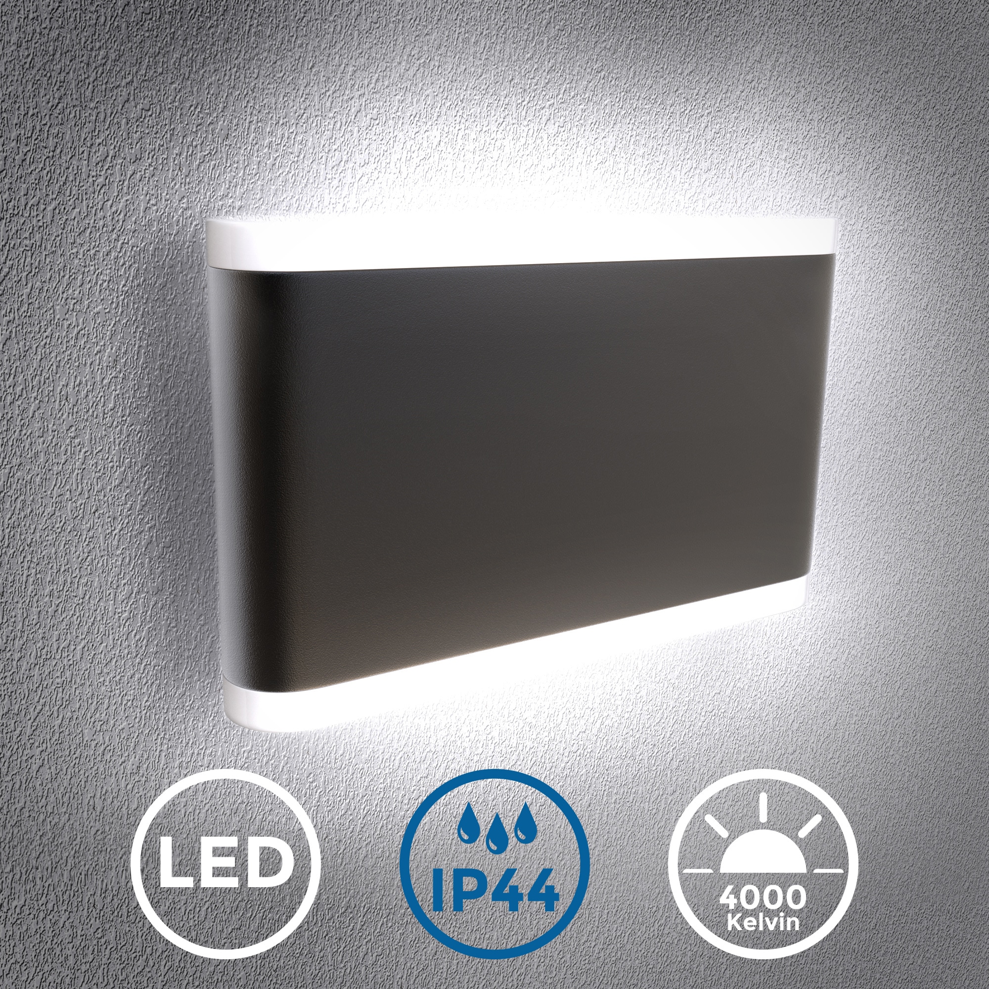 B.K.Licht LED Außen-Wandleuchte, Außenleuchte 2 LED Fassaden-Lampe Wand-Spot flammig-flammig, Strahler IP44 | schwarz BAUR