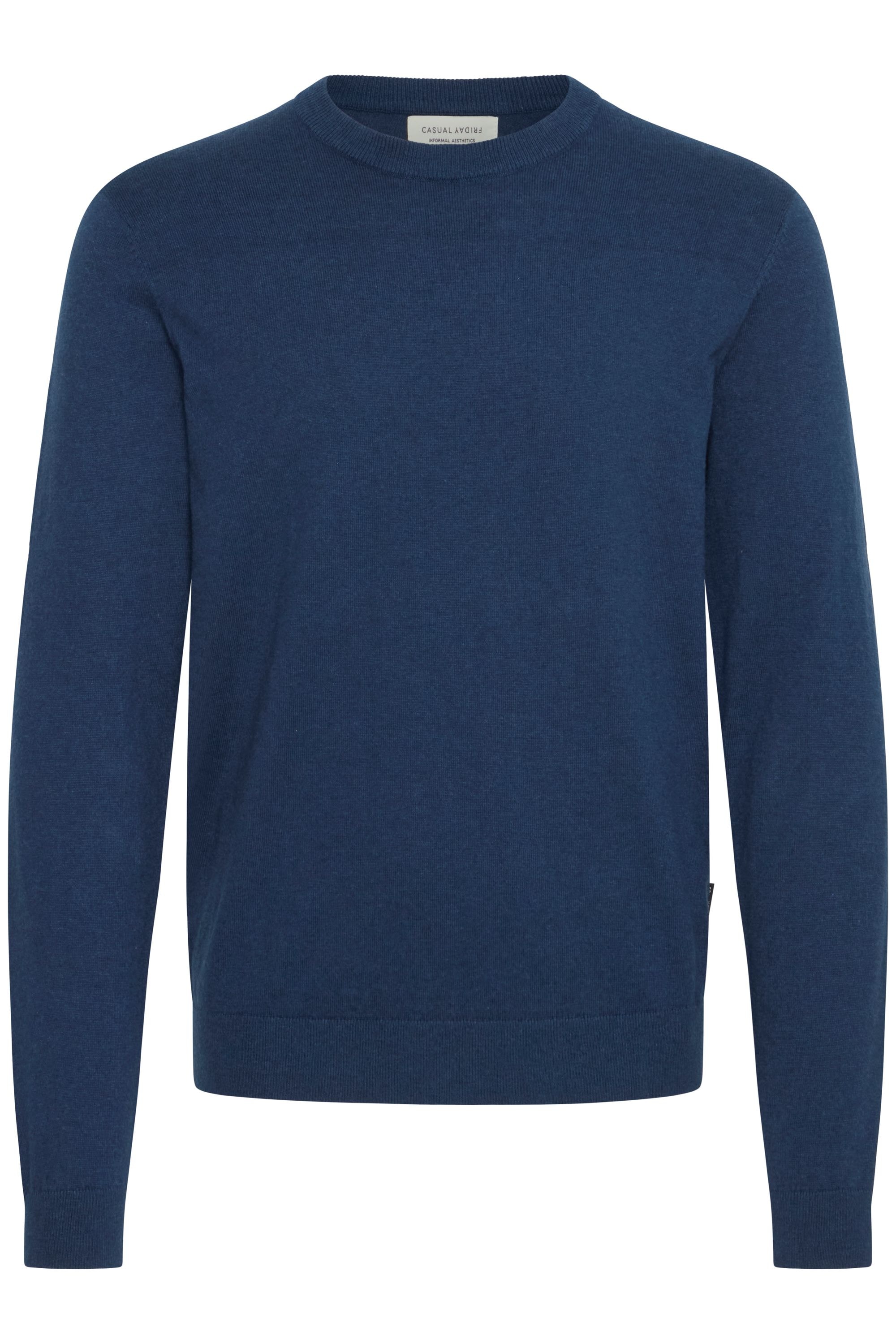 CASUAL FRIDAY Herren Strickfleece-Pullover "Strickpullover CFHALFDAN", blau, Gr. L, Obermaterial: 95% Baumwolle CO. 5% Kaschmir WS., Pullover
