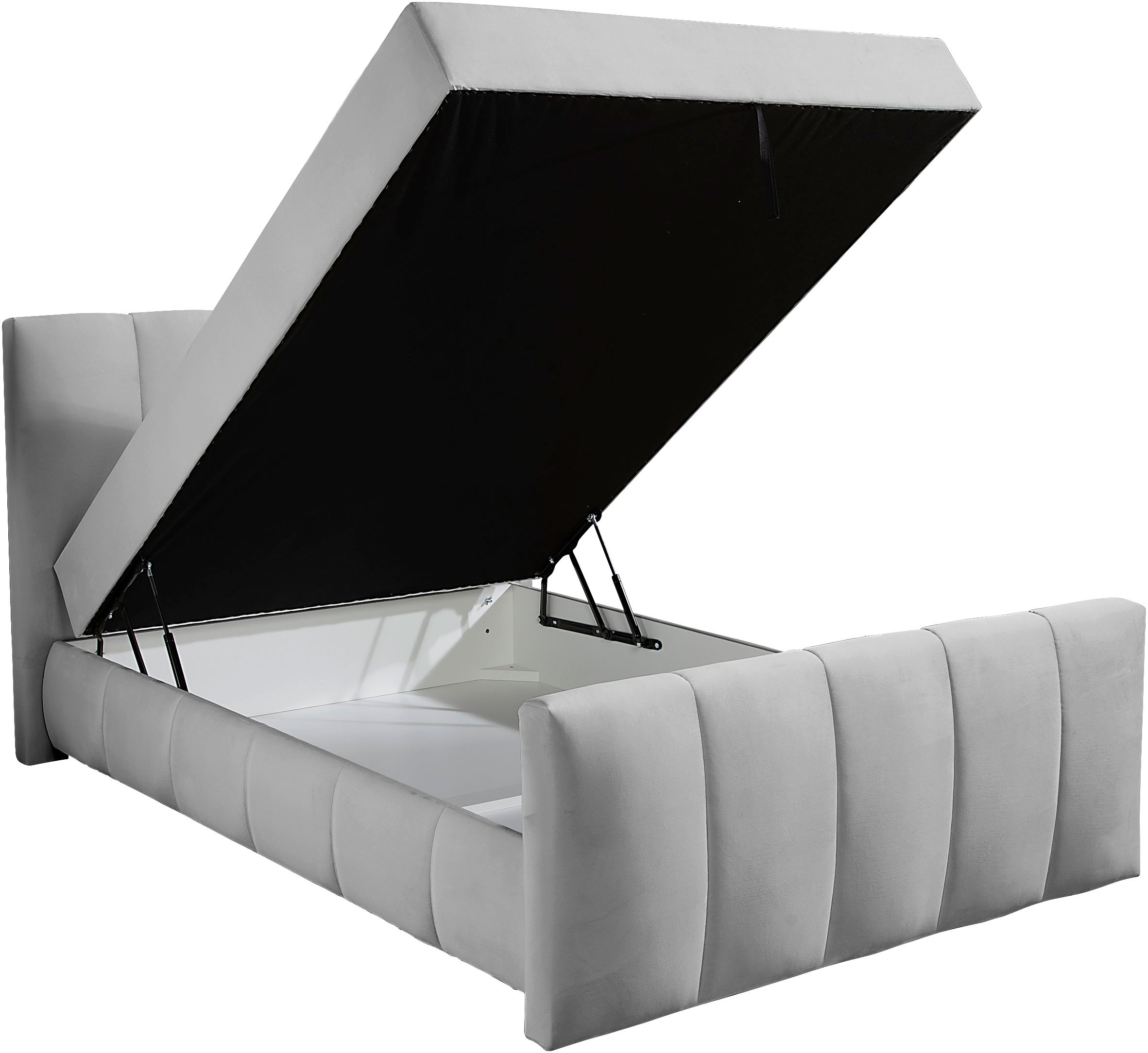 Boxbett HOME AFFAIRE "Hanelore inkl. Bettkasten und Topper", grau, B:152cm L:220cm, Komplettbetten, Boxbett mit Bettkasten und Fußteil, inkl. Topper 6