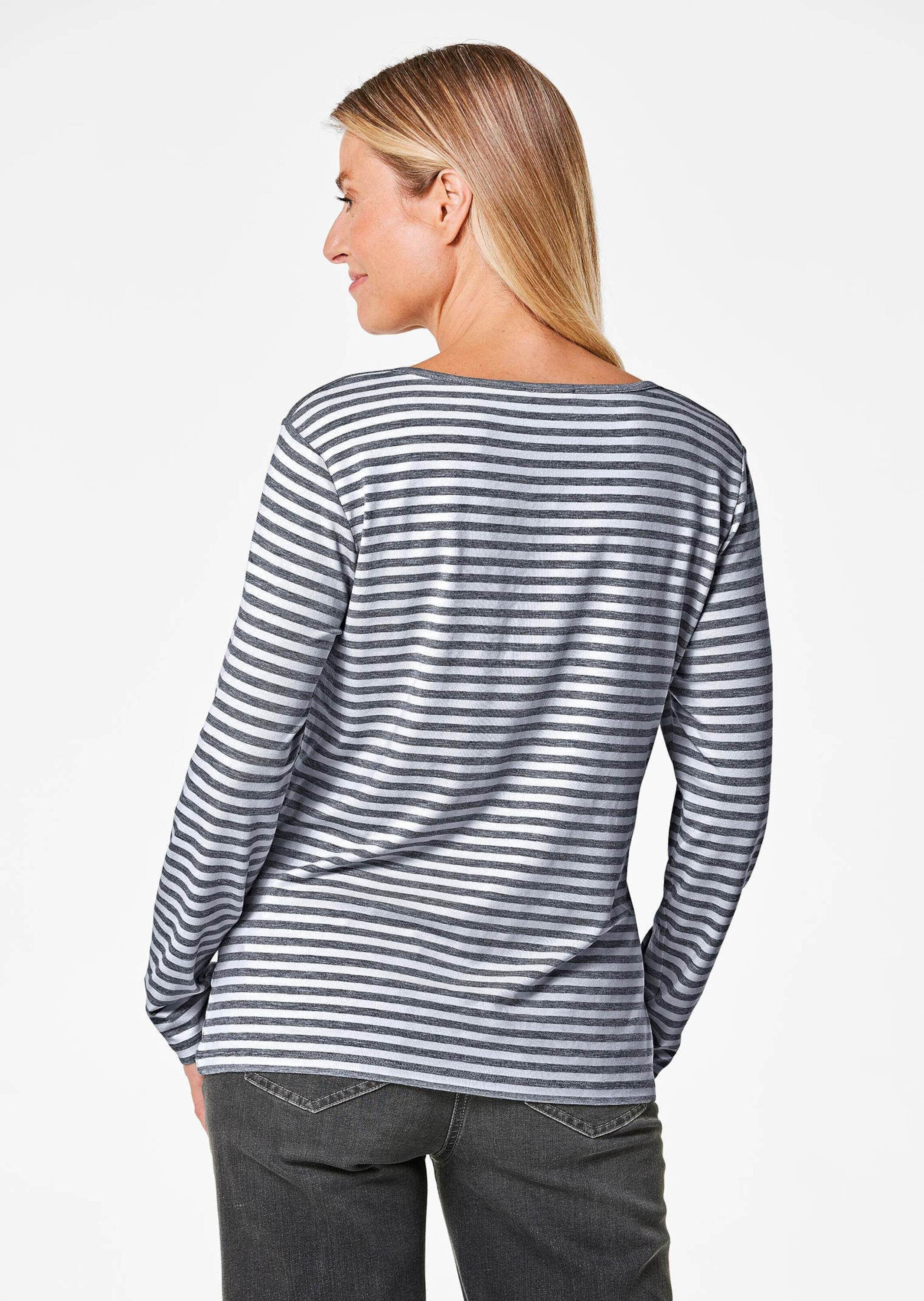GOLDNER Longpullover »Kurzgröße Ringelshirt mit U-Boot-Ausschnitt«