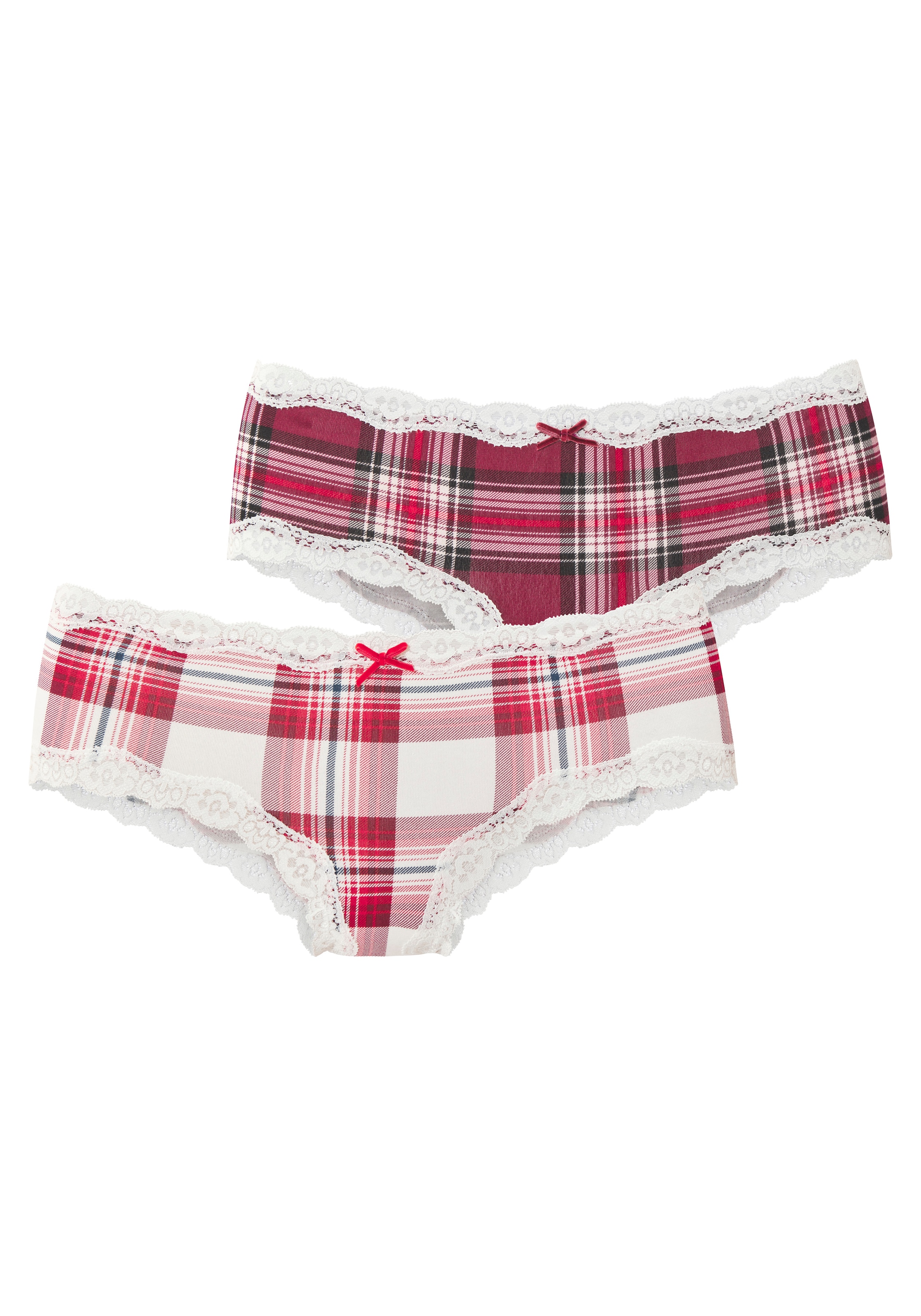 LASCANA Hipster 2er-Pack,  mit feiner Spitze und weihnachtlichen Prints