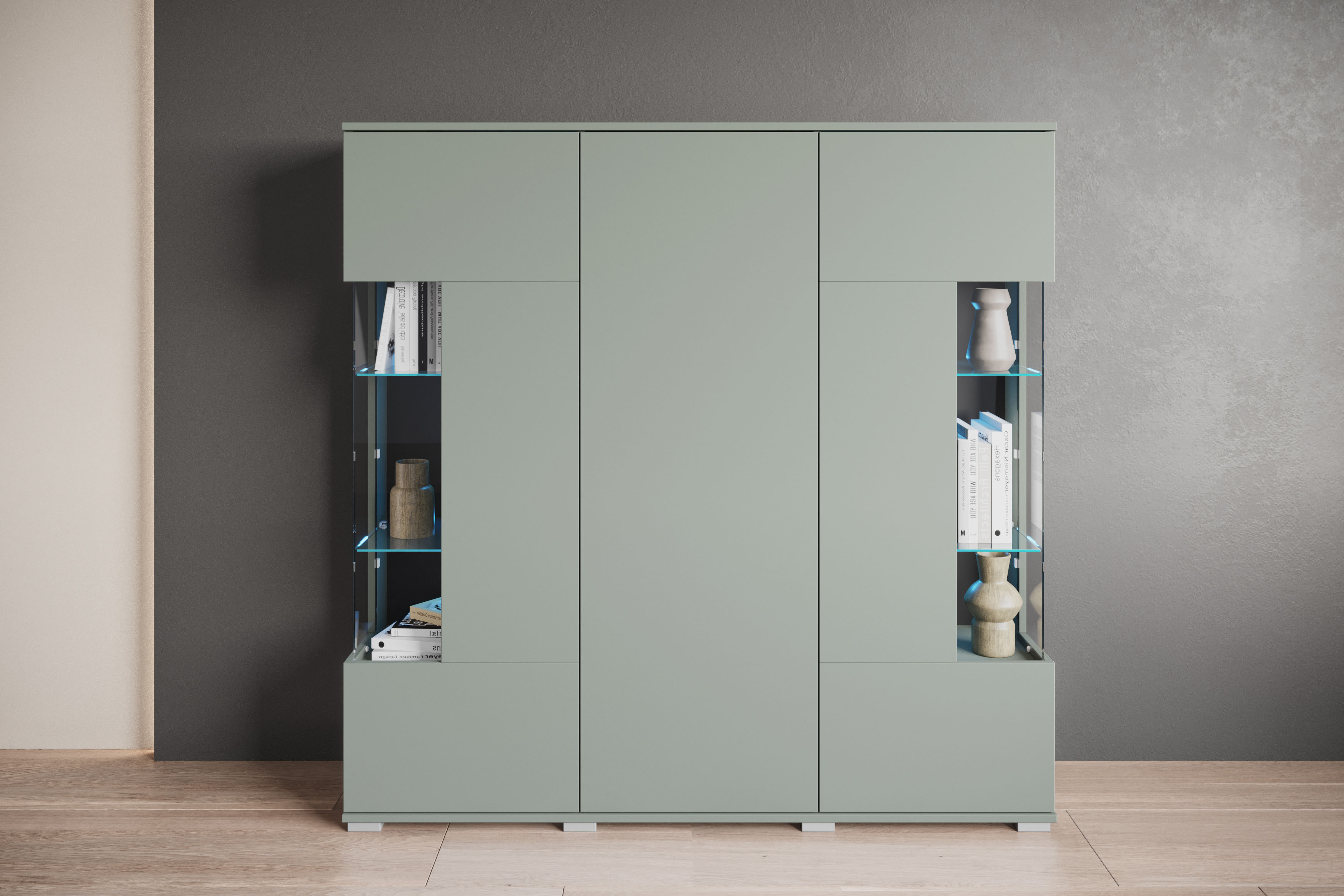 OTTO home "Kenia" 1 Stk. tlg. Modernes Highboard, mit Glastüren, Breite 135 cm