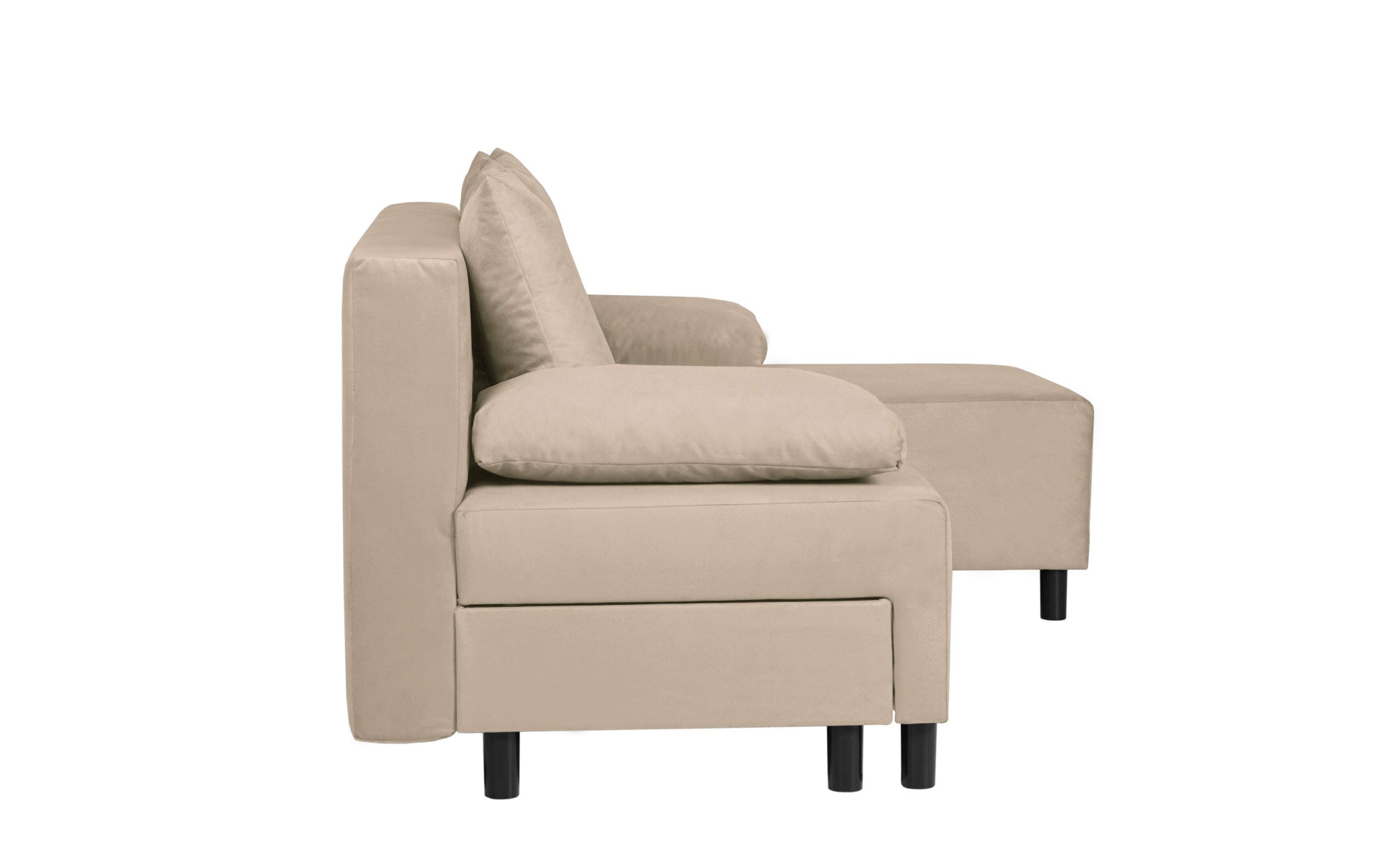 INOSIGN Ecksofa »IWALANI, Schlafsofa mit Bettkasten, Recamiere beidseitig montierbar«, L-Form, B/T/H 199/135/83 cm, Struktur weich & Velvet
