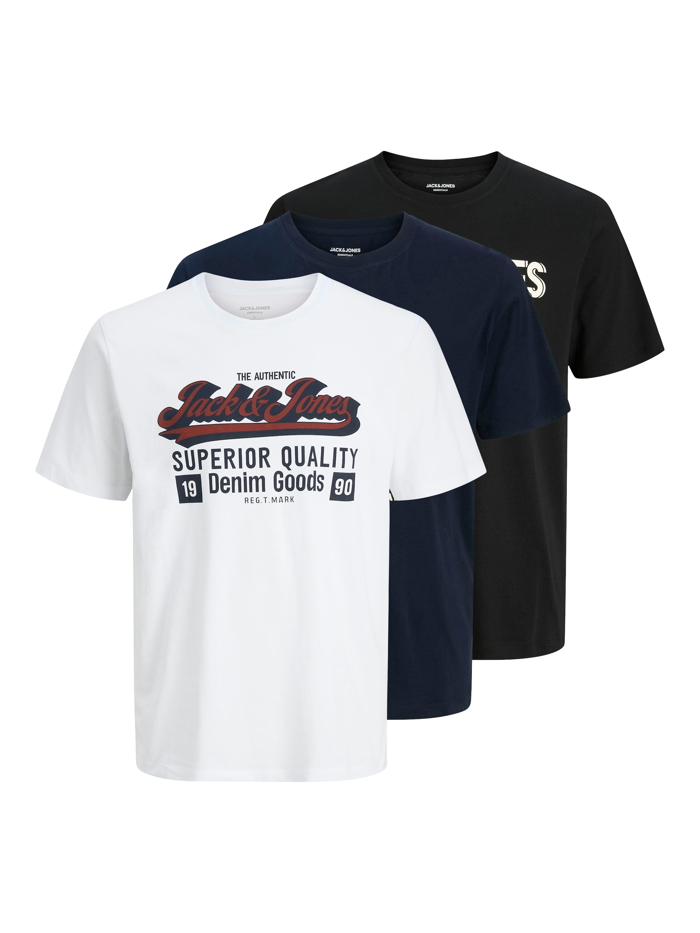 Jack & Jones PlusSize T-Shirt "JJELOGO TEE SS 2 COL AW25 3PK MP PLS" Packun günstig online kaufen