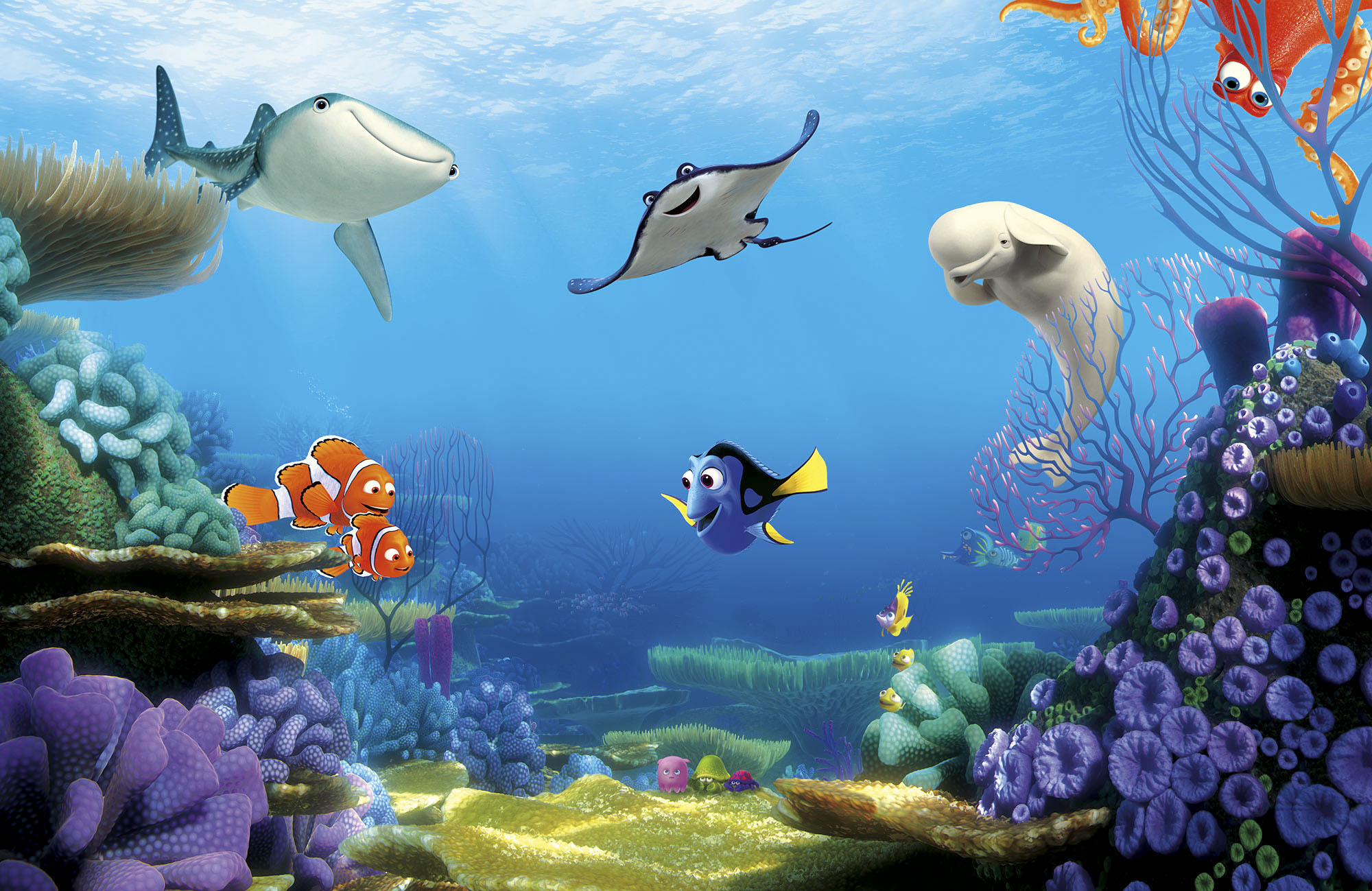 Komar Vliestapete "Digitaldruck Vlies - Finding Dory - Größe 400 x 260 cm" bedruckt glatt Wohnzimmer, Schlafzimmer