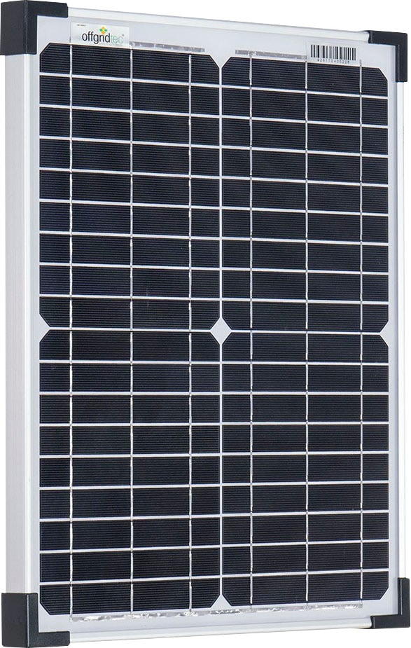 offgridtec Solarmodul »20W Mono Solarpanel 12V«, extrem wiederstandsfähiges ESG-Glas