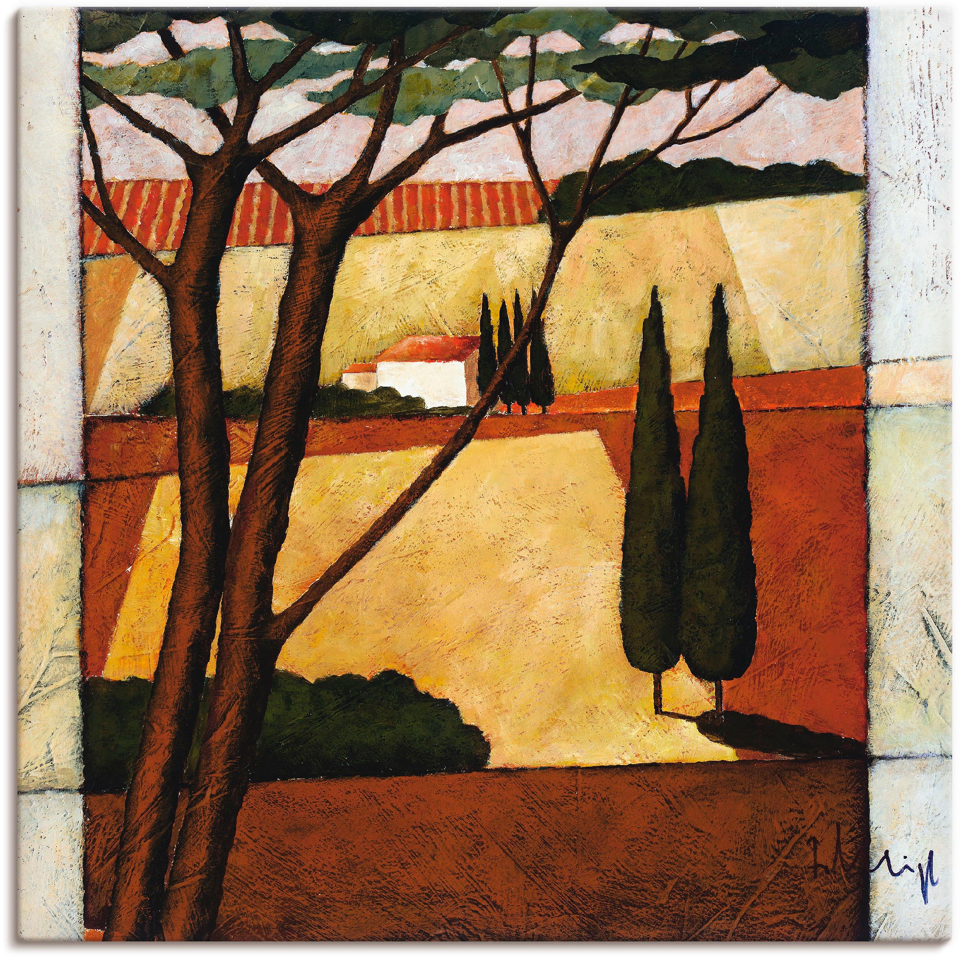 Artland Leinwandbild »Mediterrane Kornfelder IV«, Felder, (1 St.), auf Keilrahmen gespannt