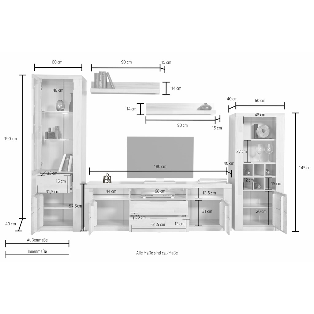 Woltra Wohnwand »Zara«, (Set, 5 St.)