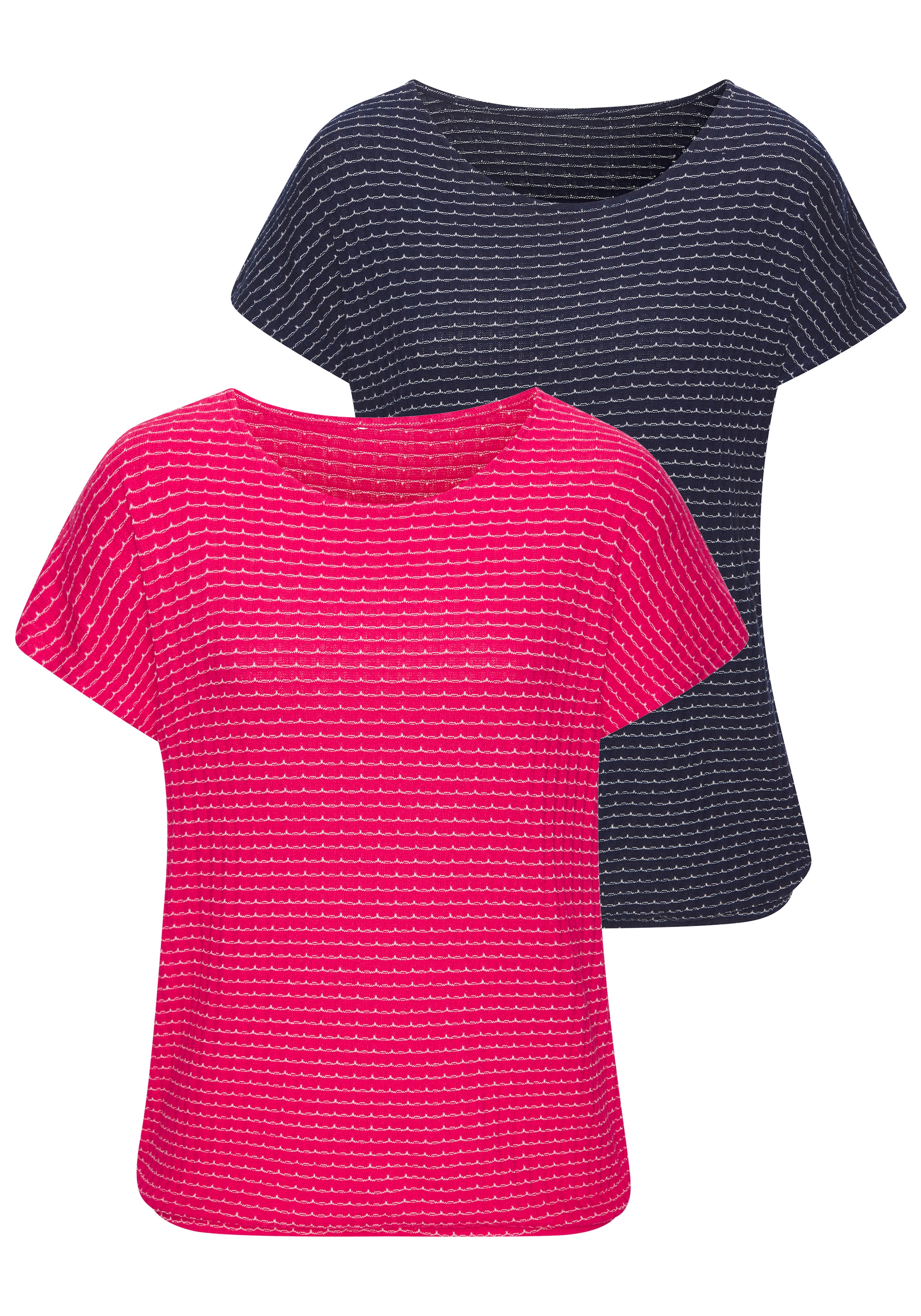 Vivance Kurzarmshirt "aus sommerlicher Strickqualität" Set, mit Gummizug im Bund