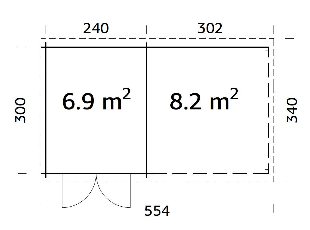 Palmako Gartenhaus »Ella«, (Set), 6,9+8,2 m², mit Anbaudach