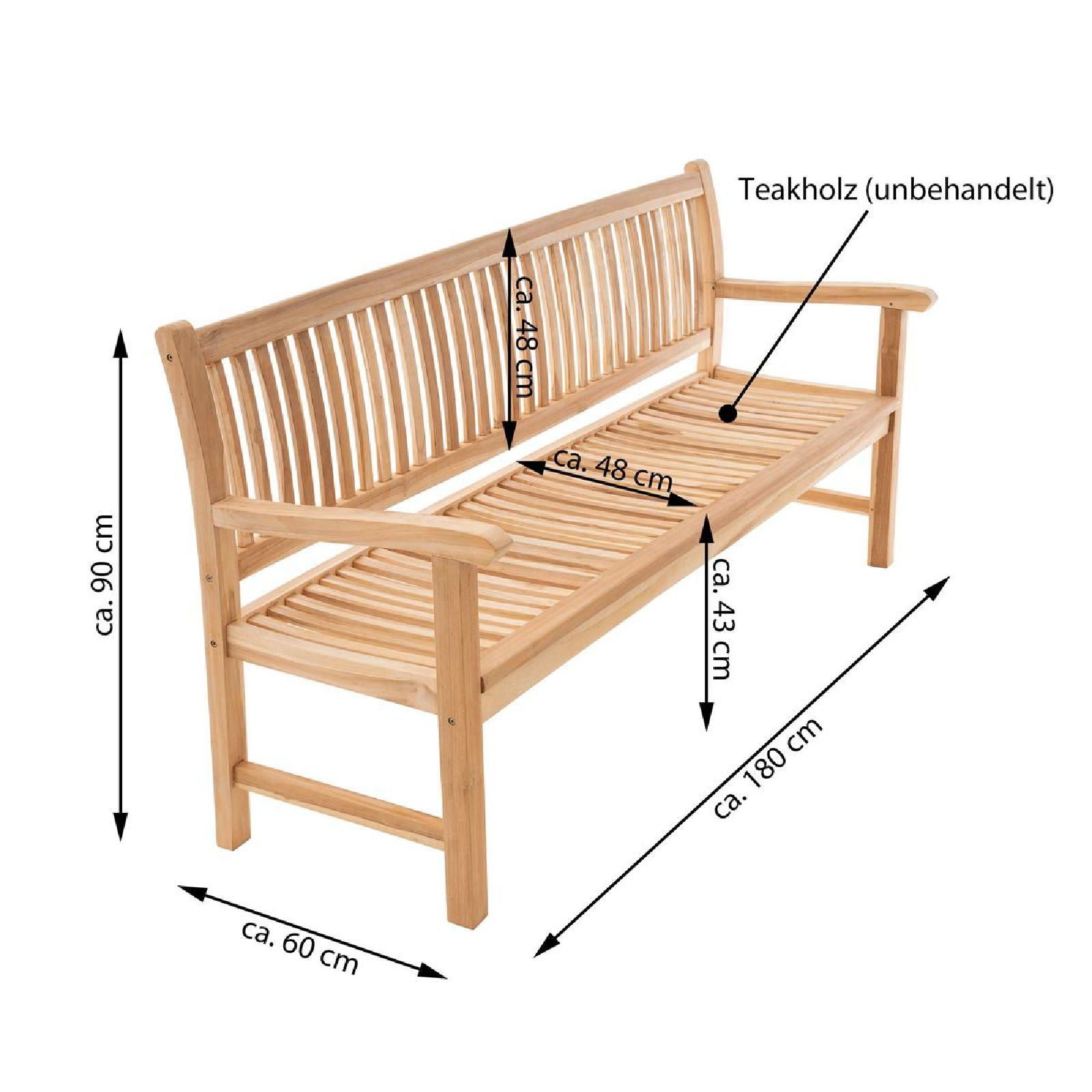 VCM Gartenstuhl »4er Sitzbank Gartenbank Landhausstil Teak Holz« () 1 Stk.