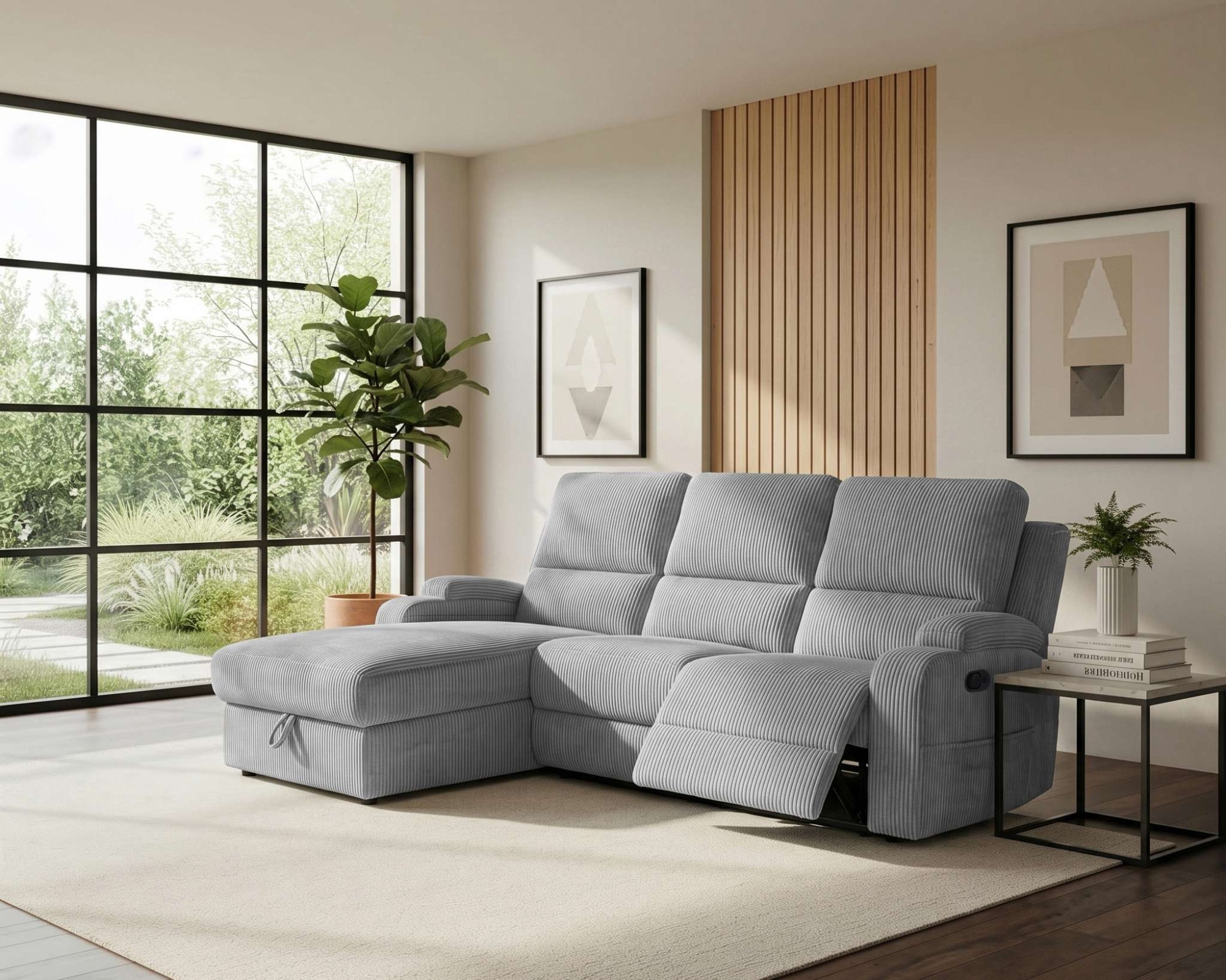 OTTO home Ecksofa »NAPORI Cord, Multimediasofa, L-Form« man. oder elektr. Relaxfuntion, USB-A bei elektr. Variante, Staukasten