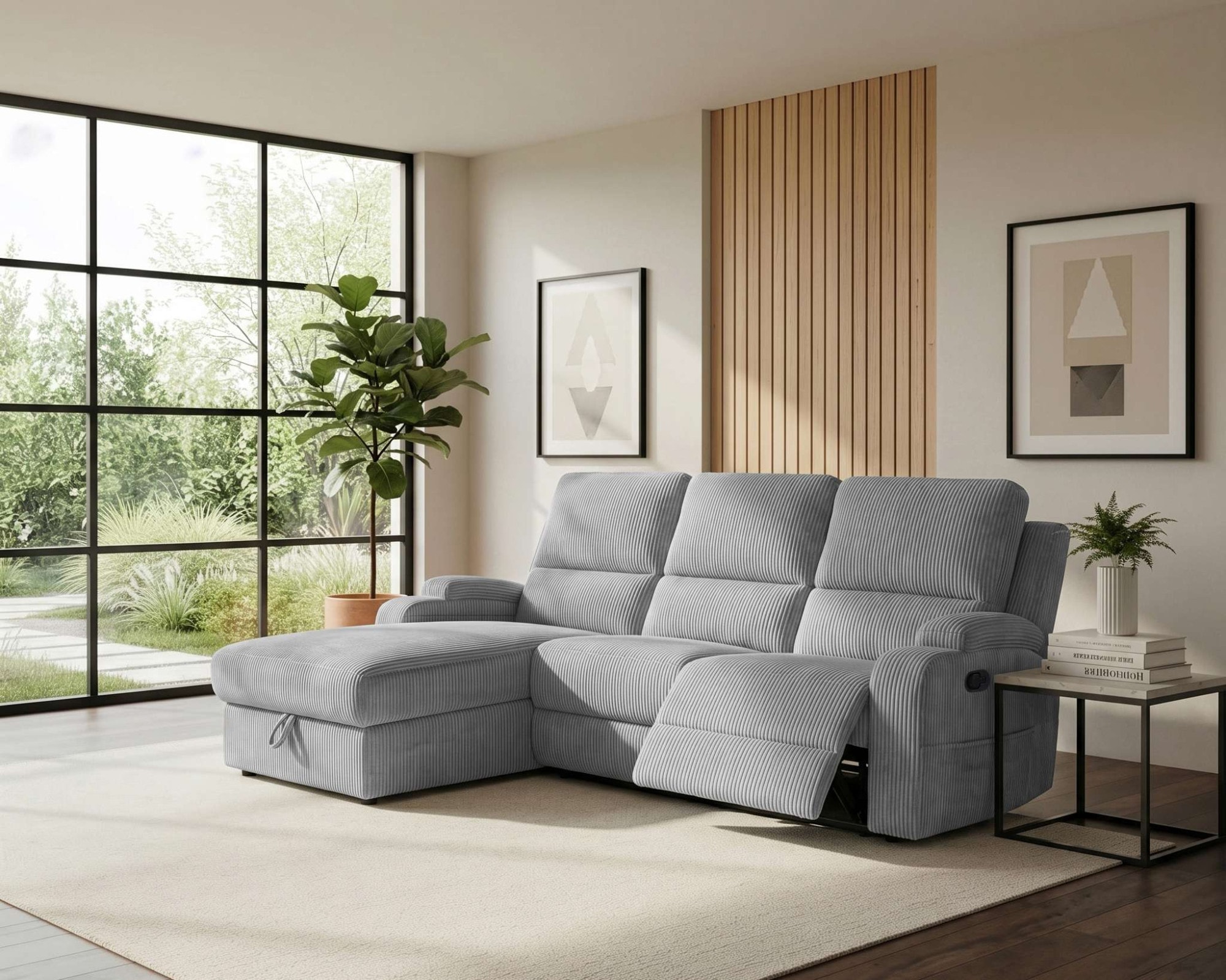 OTTO home Ecksofa "NAPORI Cord, Multimediasofa, L-Form" man. oder elektr. Relaxfuntion, USB-A bei elektr. Variante, Staukasten