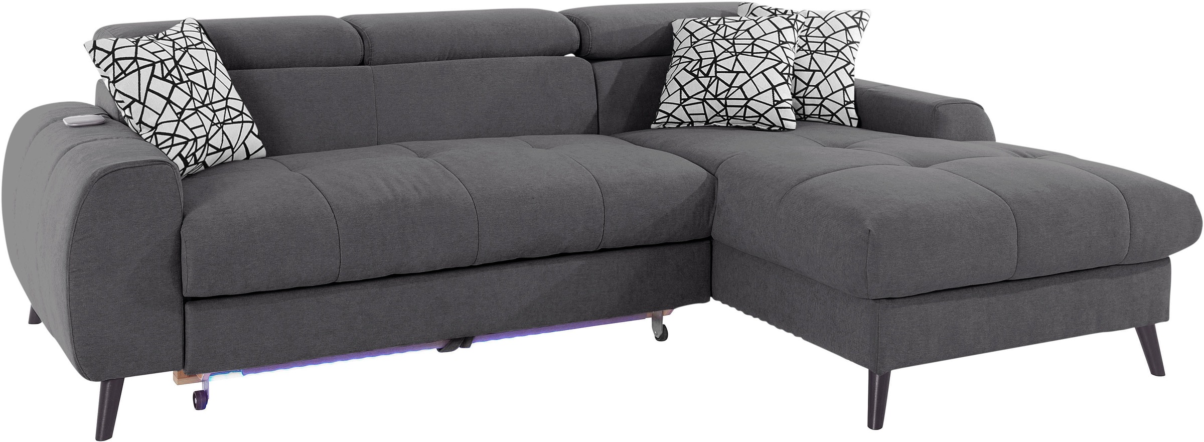Thumbnail - COTTA Ecksofa "Mia L-Form mit 3 Zierkissen", wahlweise mit Bettfunktion, Bettkasten, Beleuchtung & Wireless-Charger
