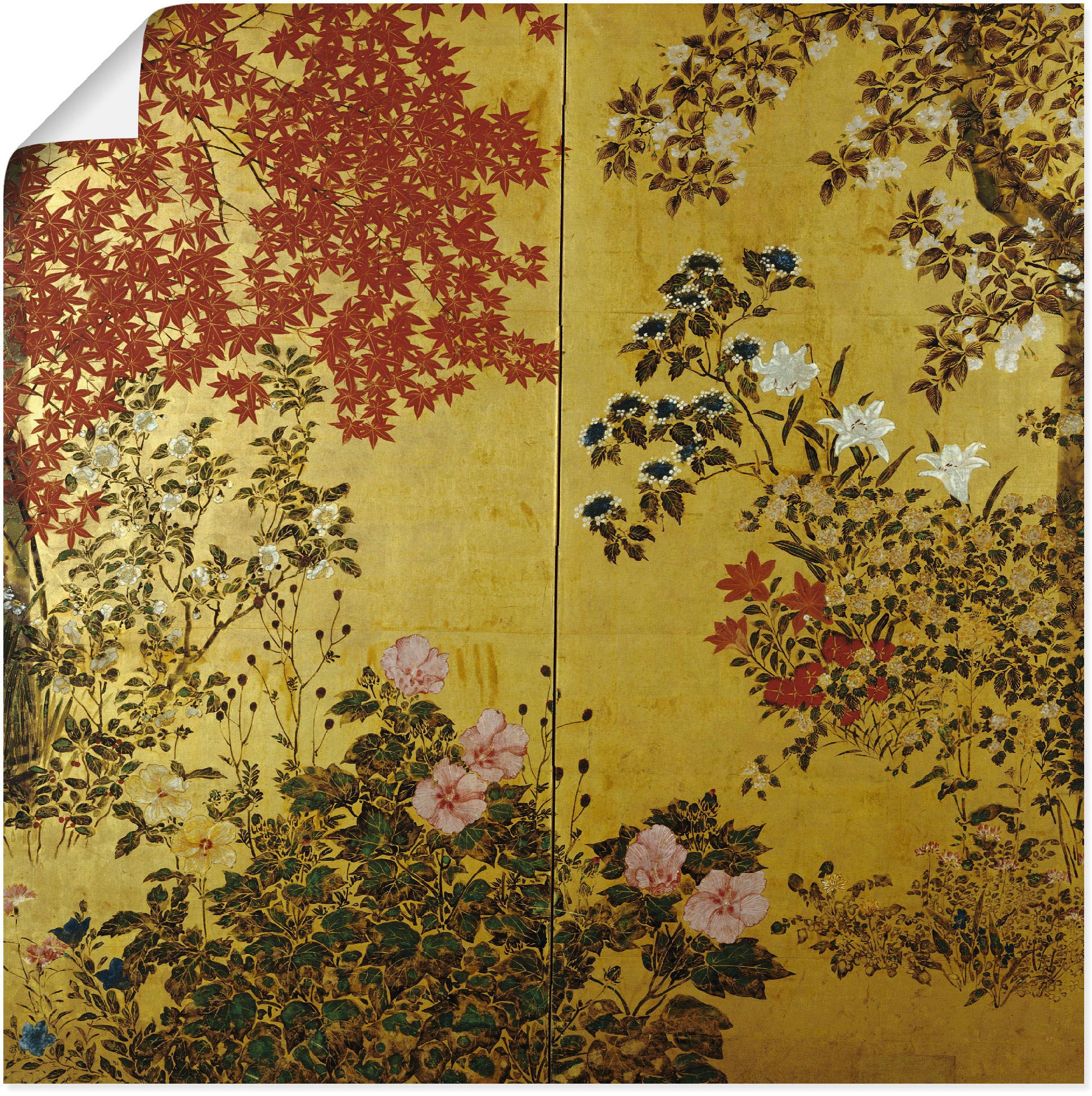 Artland Wandbild »Japanischer Wandschirm 18. Jahrhundert«, Pflanzen, (1 St.),  als Leinwandbild, Wandaufkleber oder Poster in versch. Größen bestellen |  BAUR