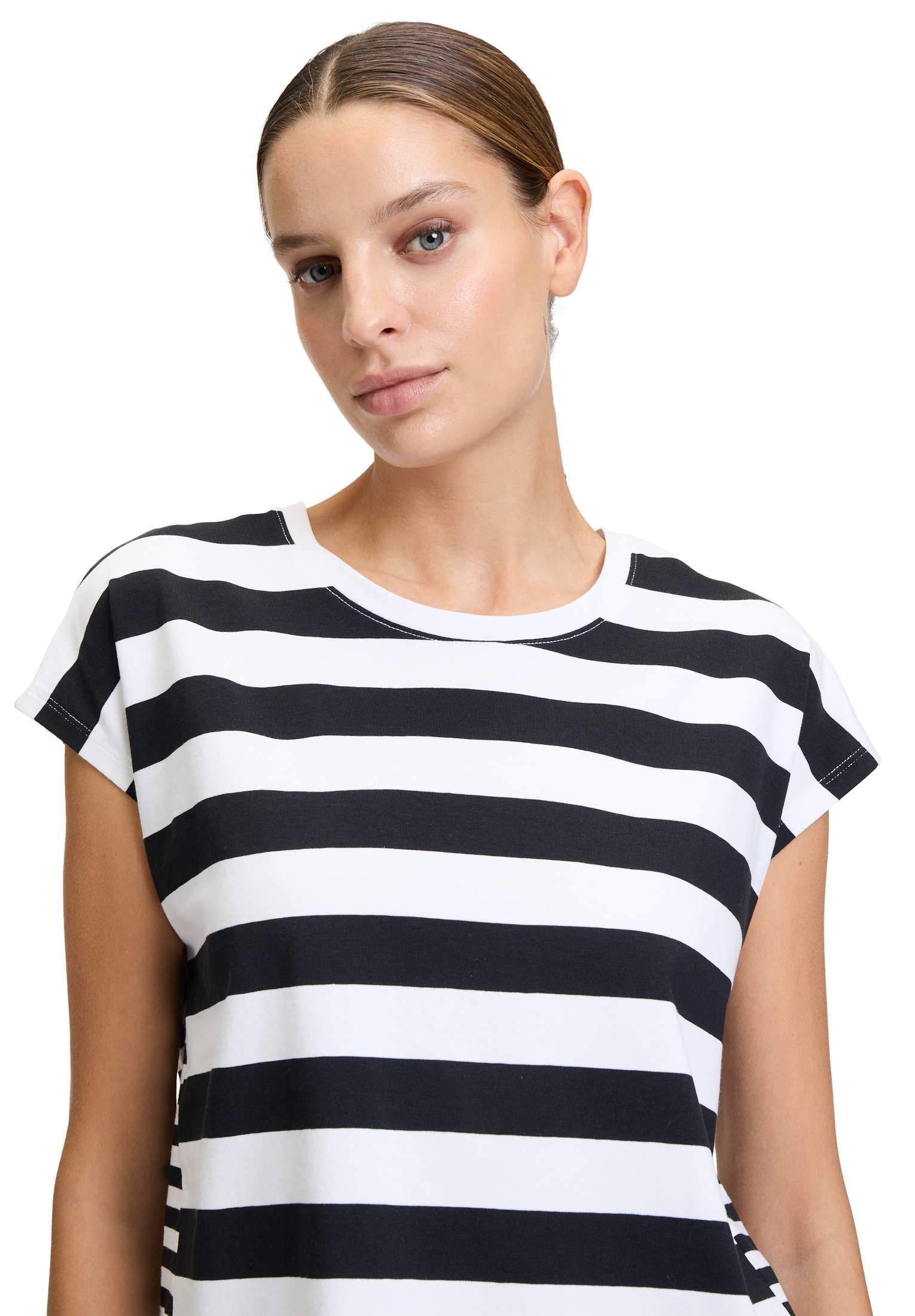 Betty Barclay Kurzarmshirt »Betty Barclay Basic Shirt mit Streifen«, (1 tlg.), Materialmix
